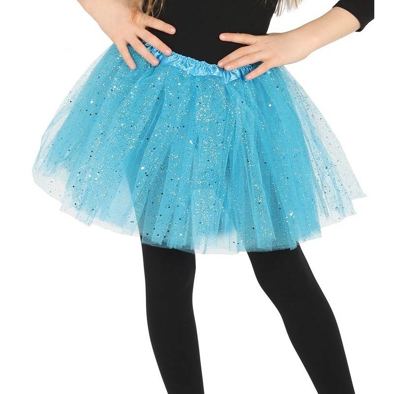 Petticoat-tutu verkleed rokje lichtblauw glitters voor meisjes