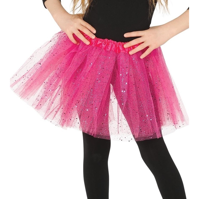 Petticoat-tutu verkleed rokje roze glitters 31 cm voor meisjes