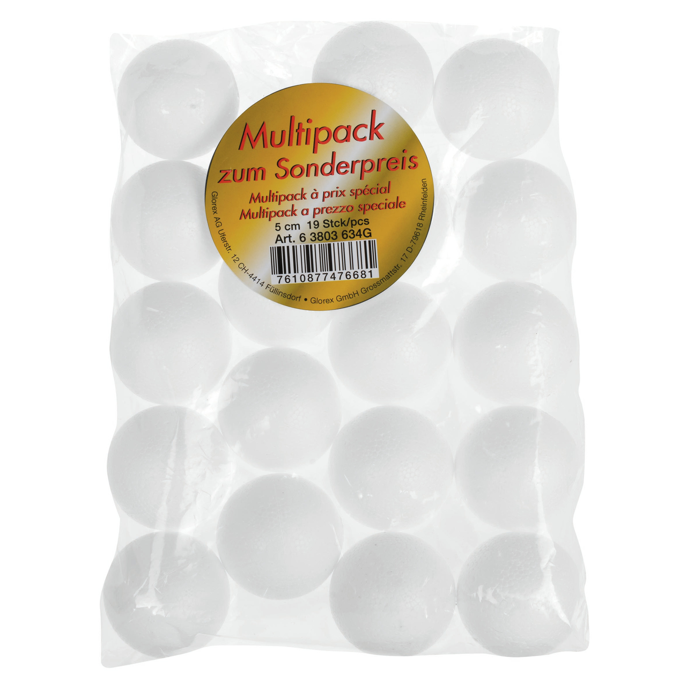 Piepschuim hobby knutselen vormen-figuren zak van 19x stuks ronde ballen-bollen van 5 cm