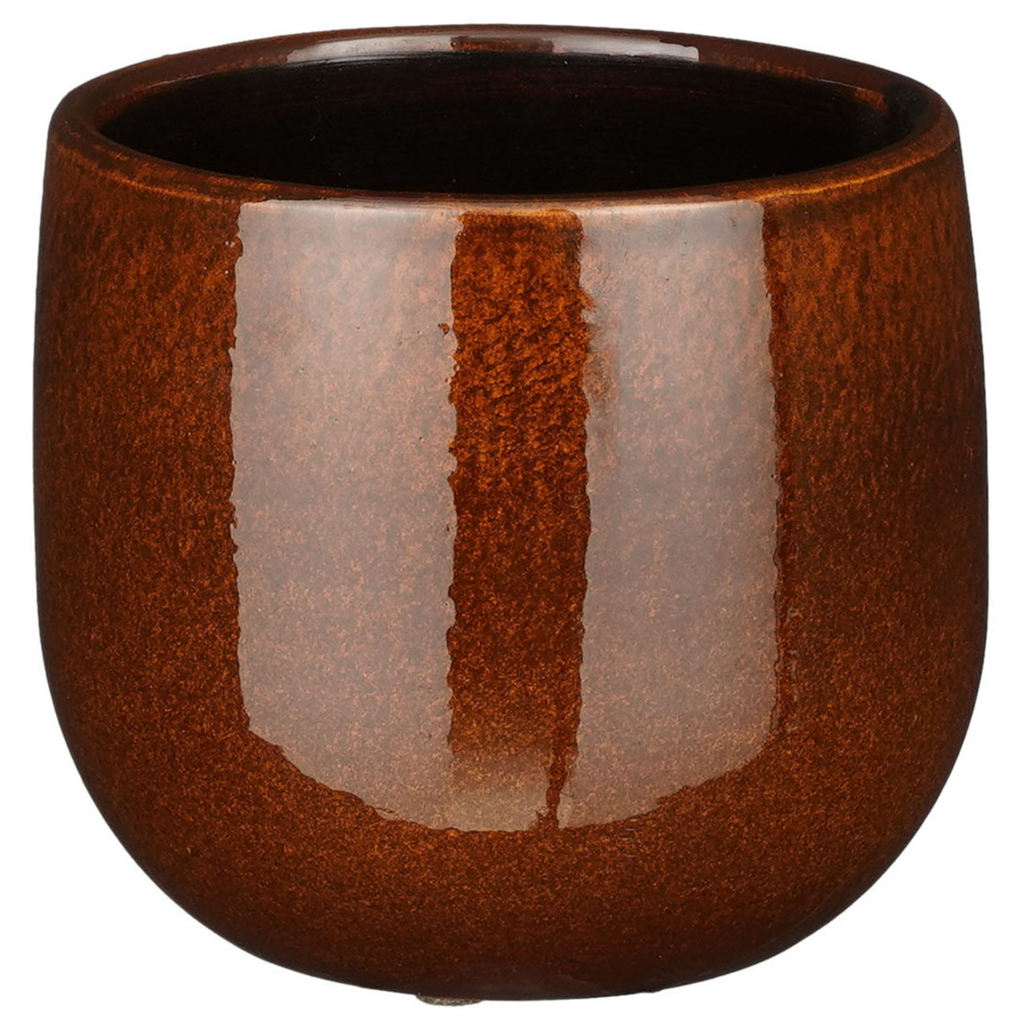 Plantenpot-bloempot keramiek terra bruin speels licht gevlekt patroon D14-H12 cm