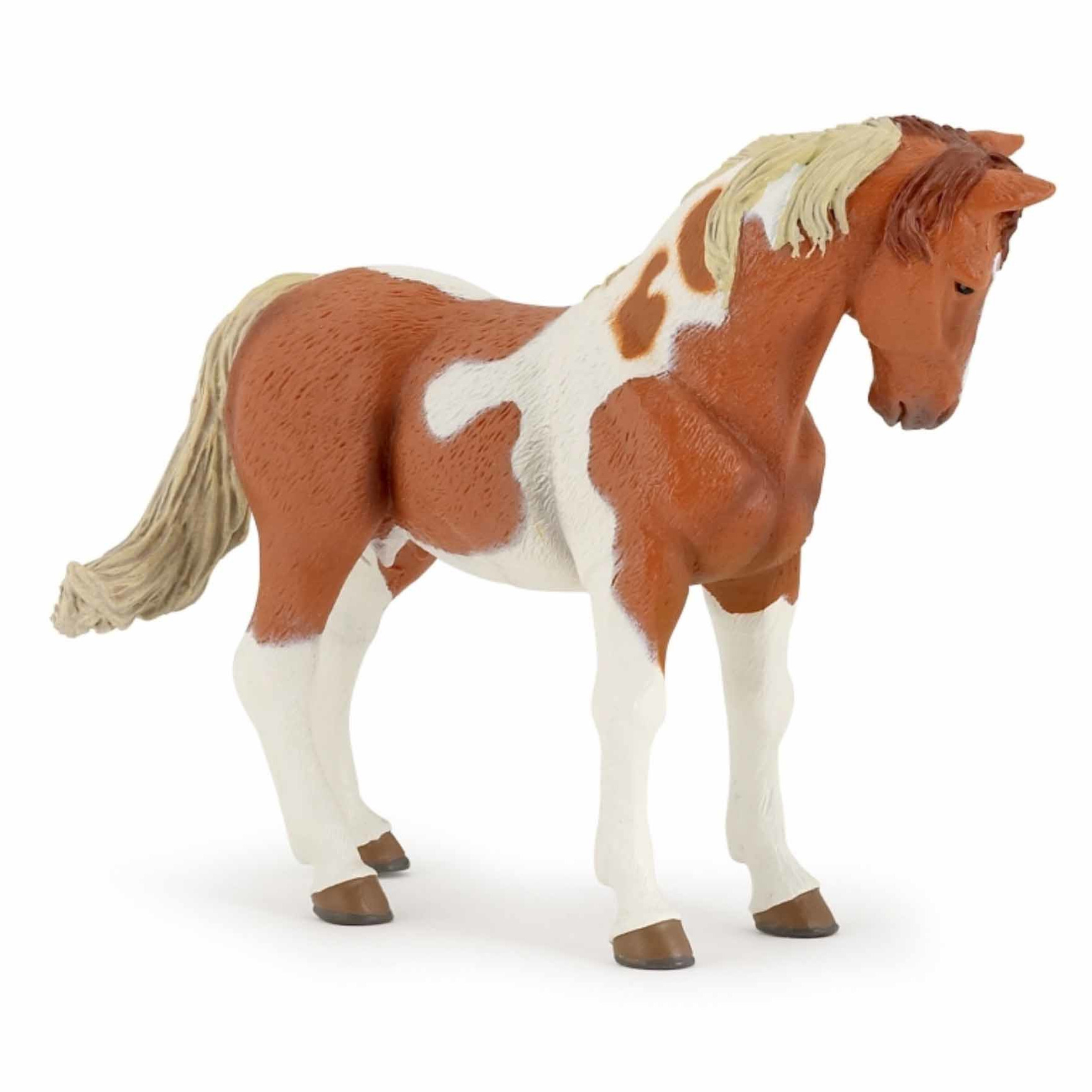 Plastic speelgoed figuur bruin-wit paard 10 cm