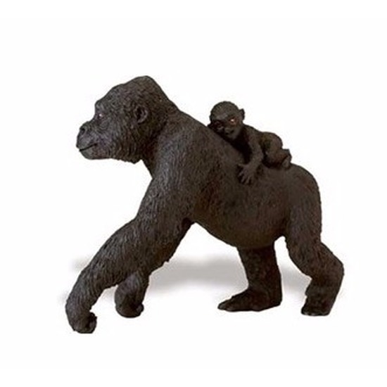 Plastic speelgoed figuur laagland gorilla met baby 11 cm