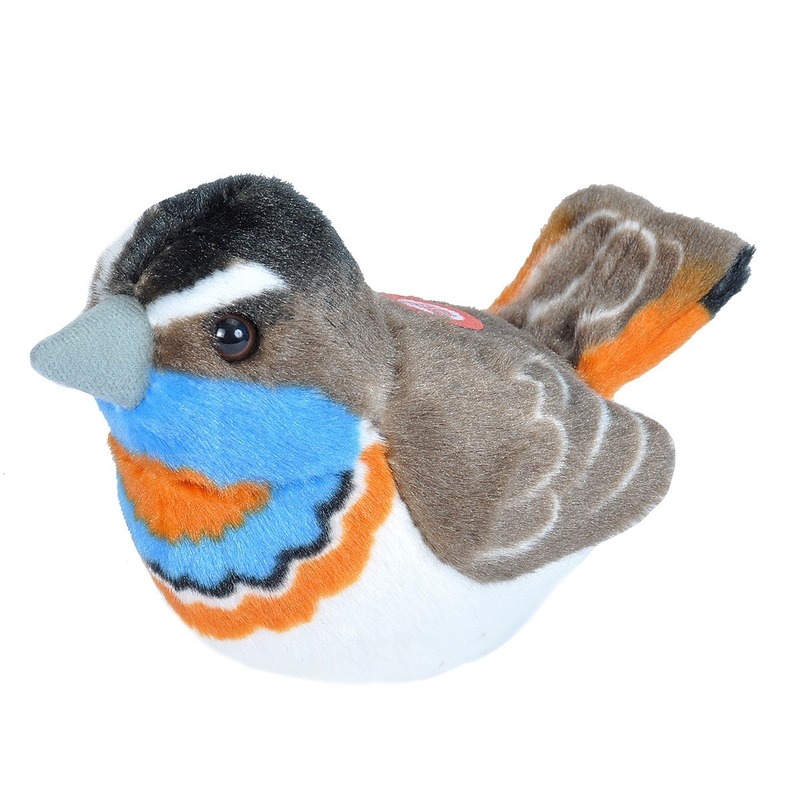 Pluche Blauwborst knuffel vogel met geluid 13 cm speelgoed