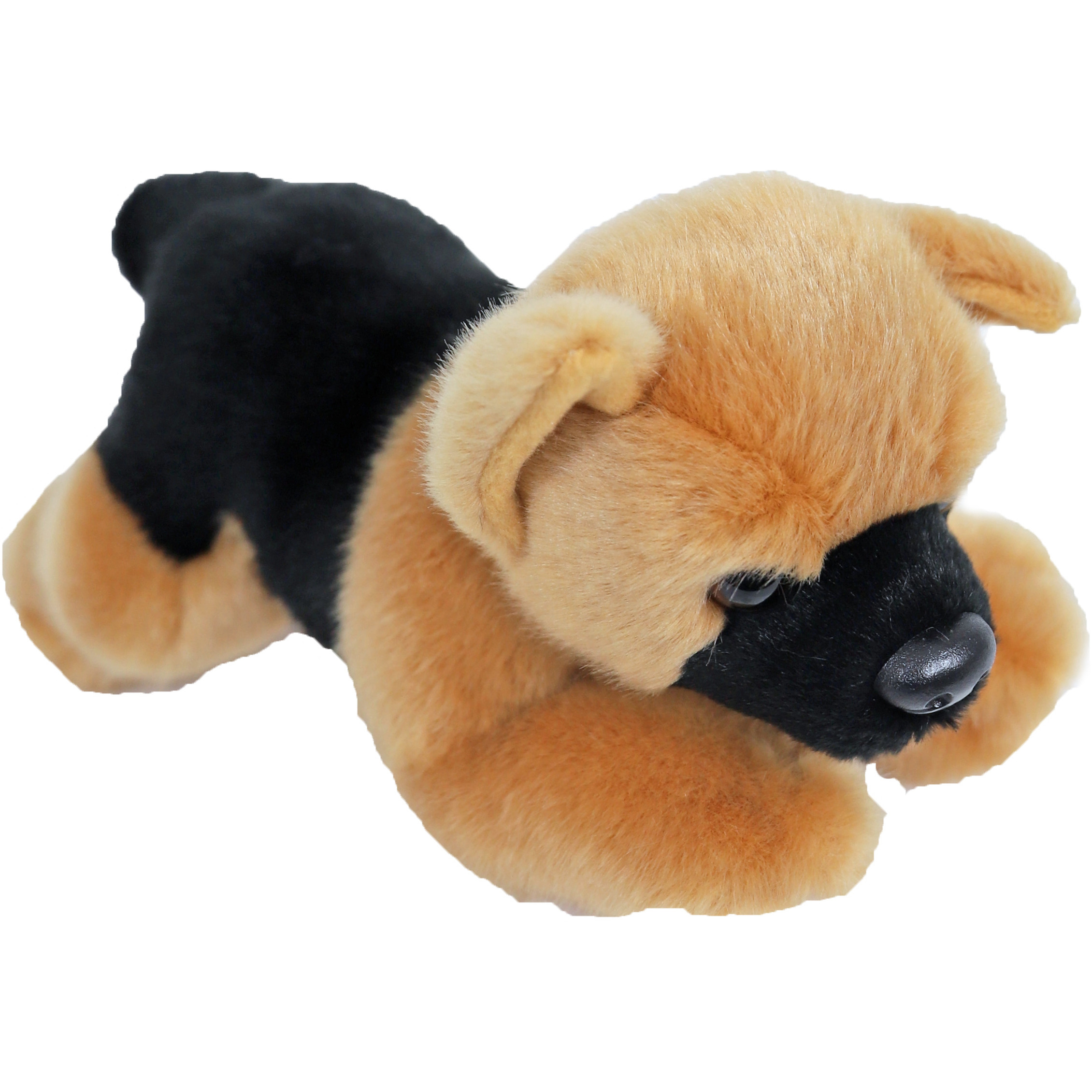 Pluche bruin-zwarte Duitse Herder hond liggend knuffel 20 cm speelgoed