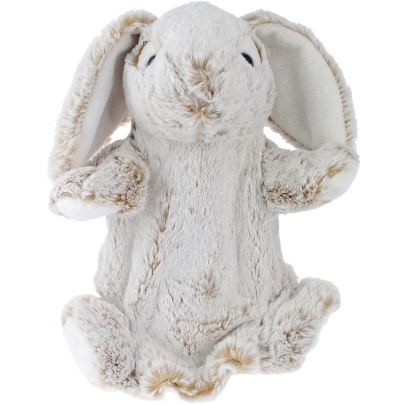 Pluche bruine konijn-haas handpop knuffel 25 cm speelgoed
