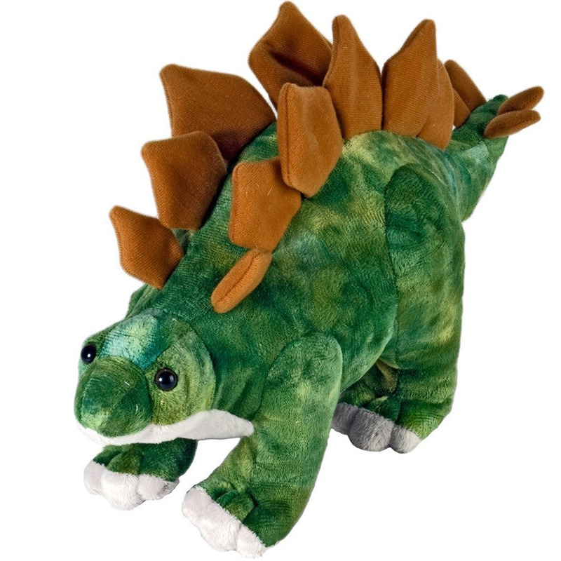 Pluche groen-bruine Stegosaurus dinosaurus knuffel mega 25 cm