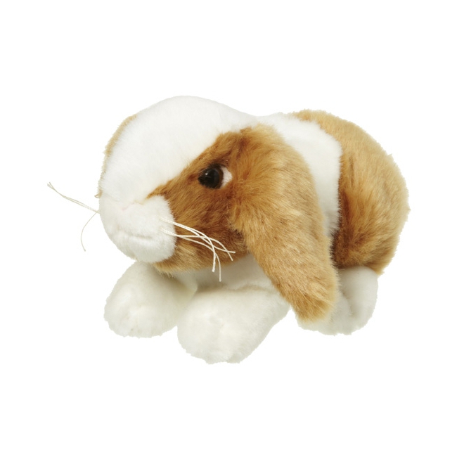 Pluche knuffel konijn bruin-wit 18 cm
