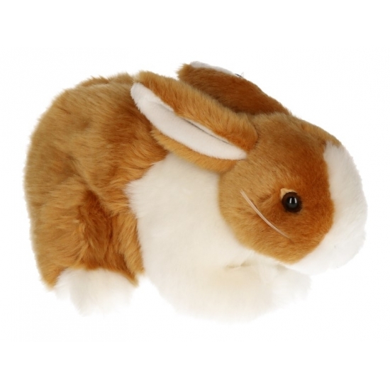 Pluche konijnen knuffel bruin-wit 20 cm