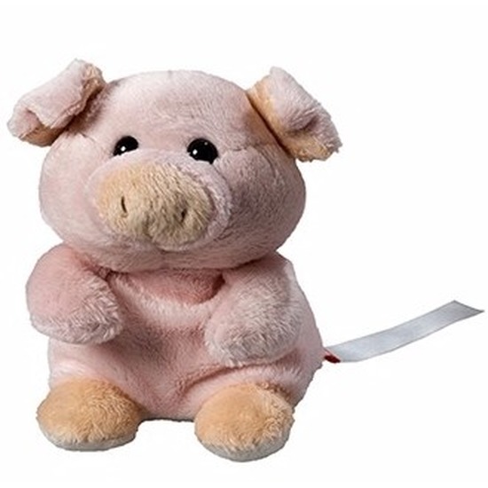 Pluche varken-big knuffel 11 cm met beschrijfbaar label