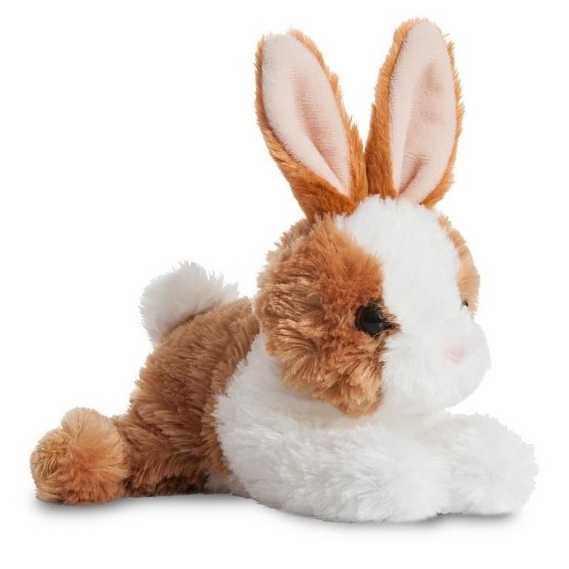 Pluche wit-bruine konijn-haas knuffel 20 cm speelgoed