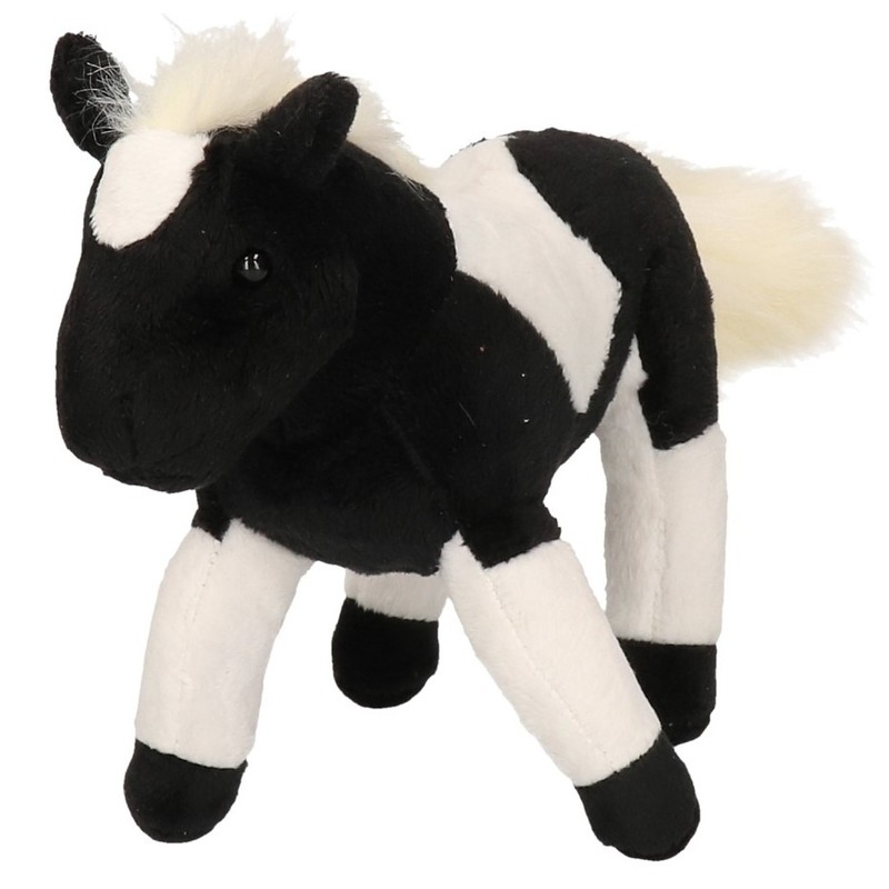 Pluche zwart-witte paarden knuffel 26 cm speelgoed