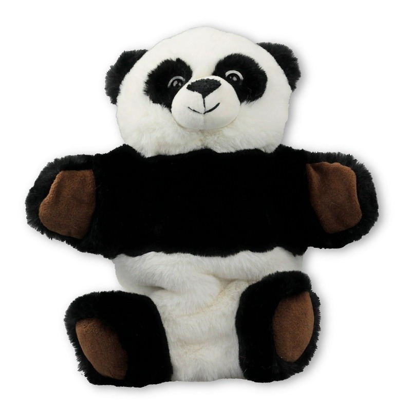 Pluche zwart-witte panda handpop knuffel 22 cm speelgoed