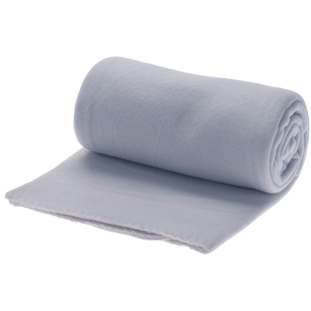 Polyester fleece deken-dekentje 130 x 160 cm in de kleur grijs-blauw