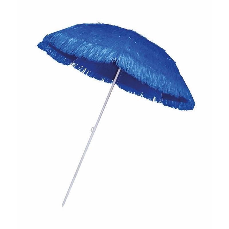 Rieten strand parasol blauw