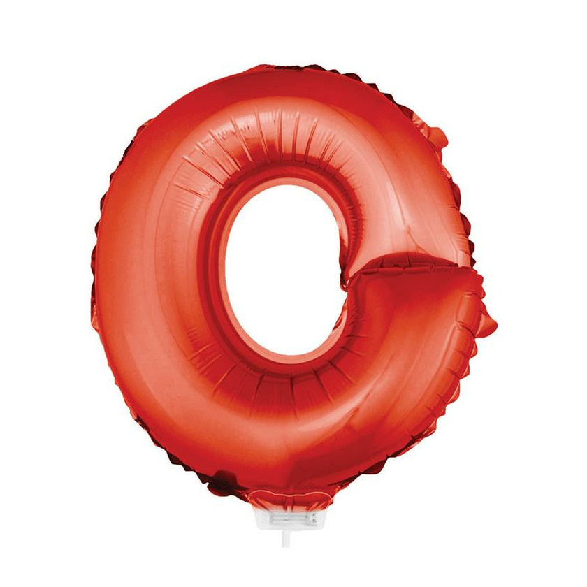 Rode opblaas letter ballon O op stokje 41 cm