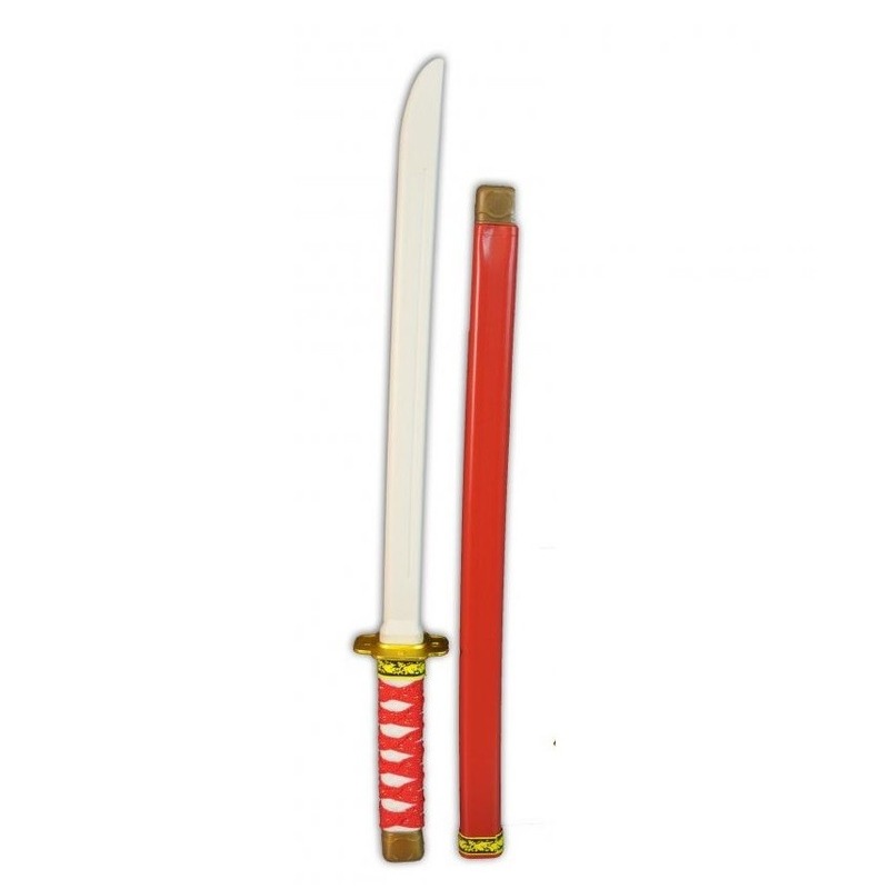 Rood plastic ninja- samurai zwaard 60 cm