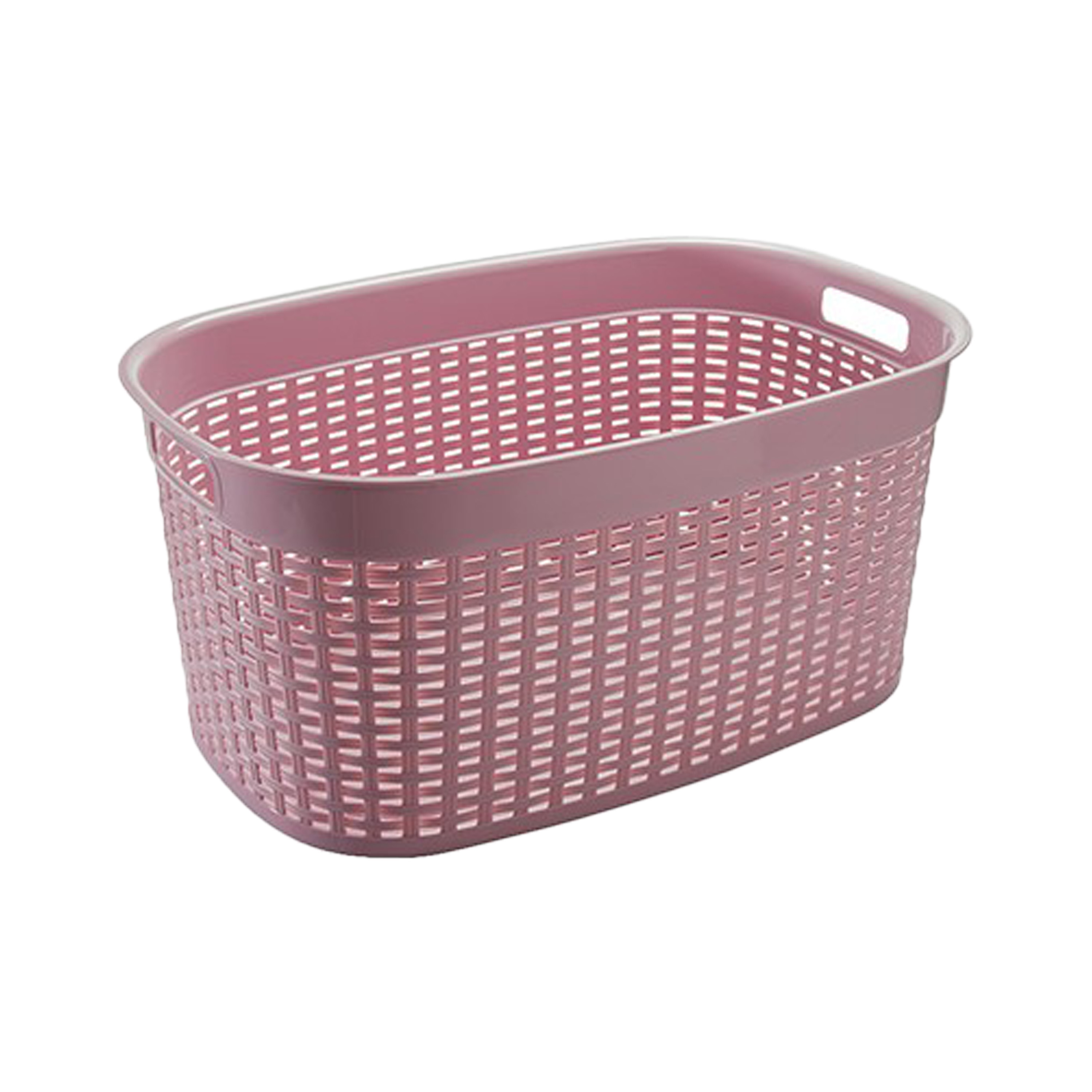 Rotan line wasmand roze inhoud 44 liter kunststof 58 x 39 x 27 cm met handvatten