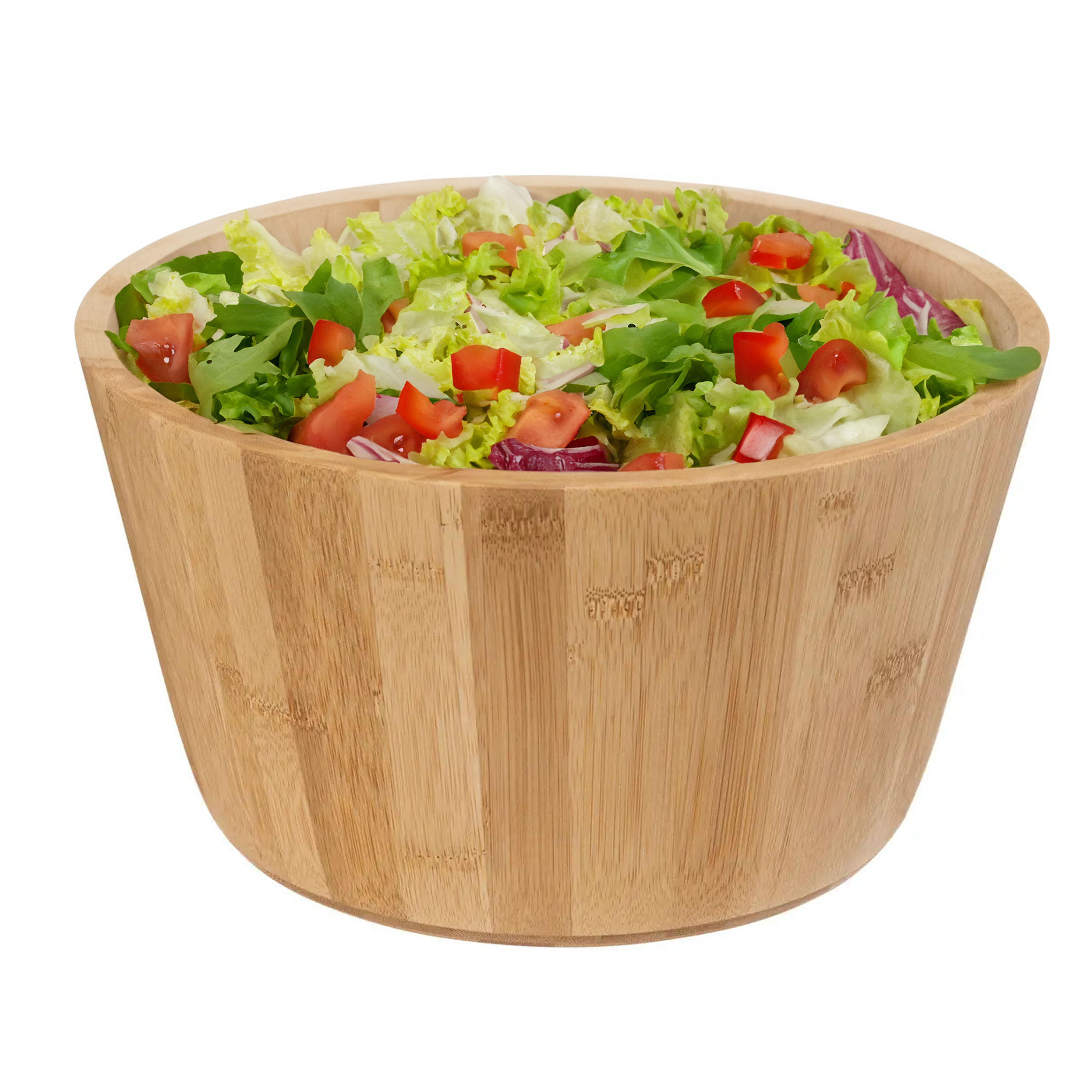 Salade of voedsel serveer schaal bamboe hout lichtbruin D30 x H16 cm