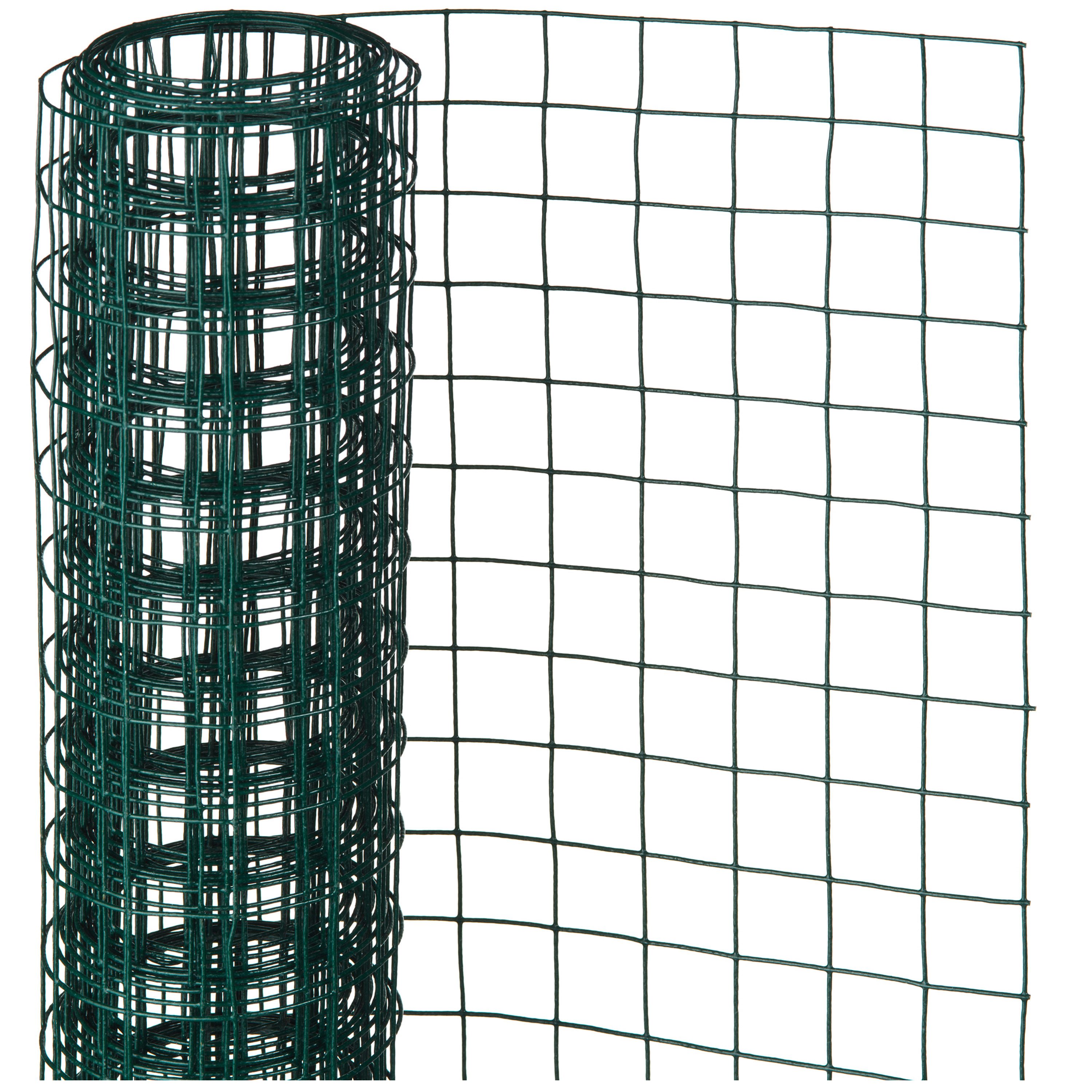 Schermgaas groen geplastificeerd staal 100 x 500 cm vierkant maaswijdte 25 x 25 mm