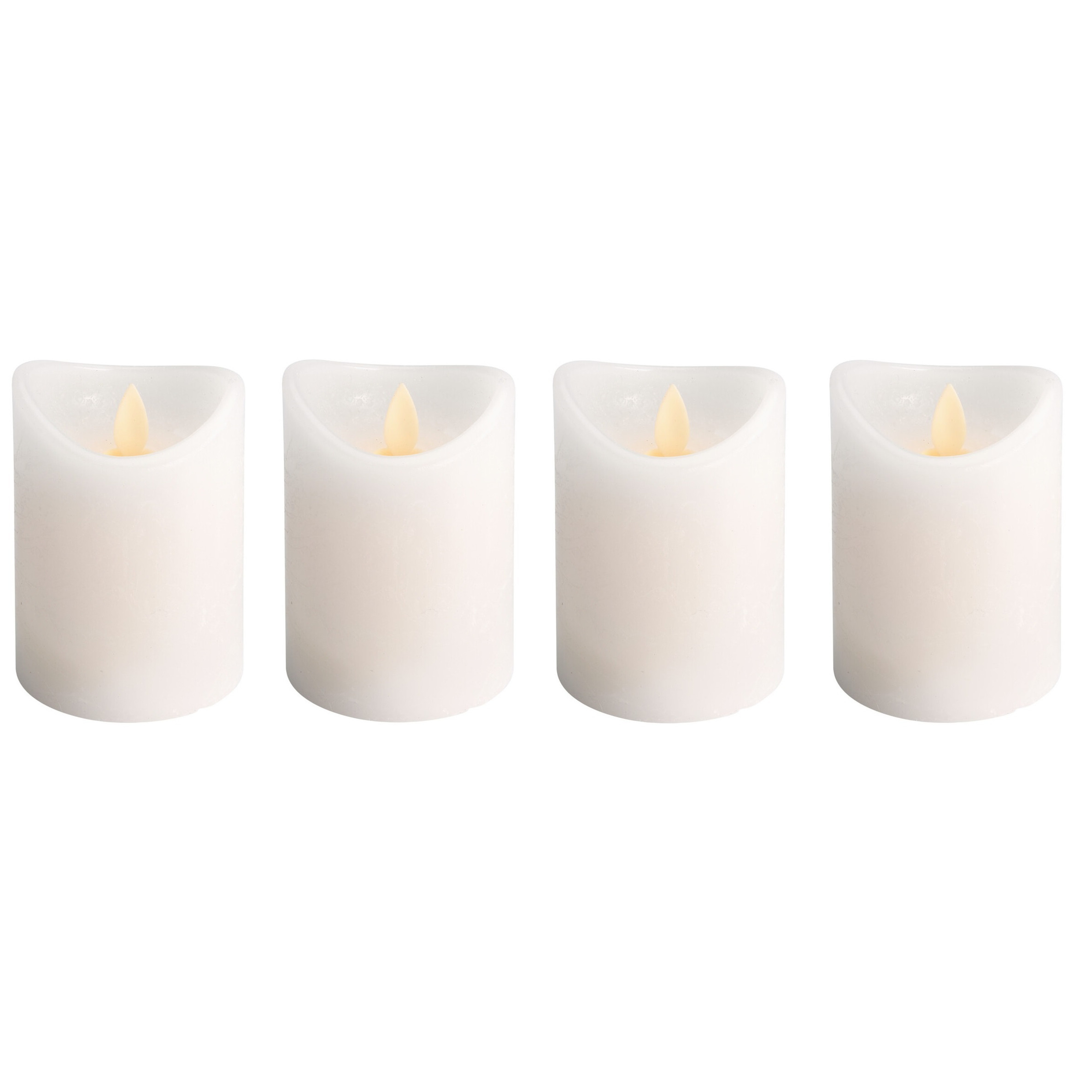 Set van 4x stuks led kaarsen-stompkaarsen ivoor wit met afstandsbediening