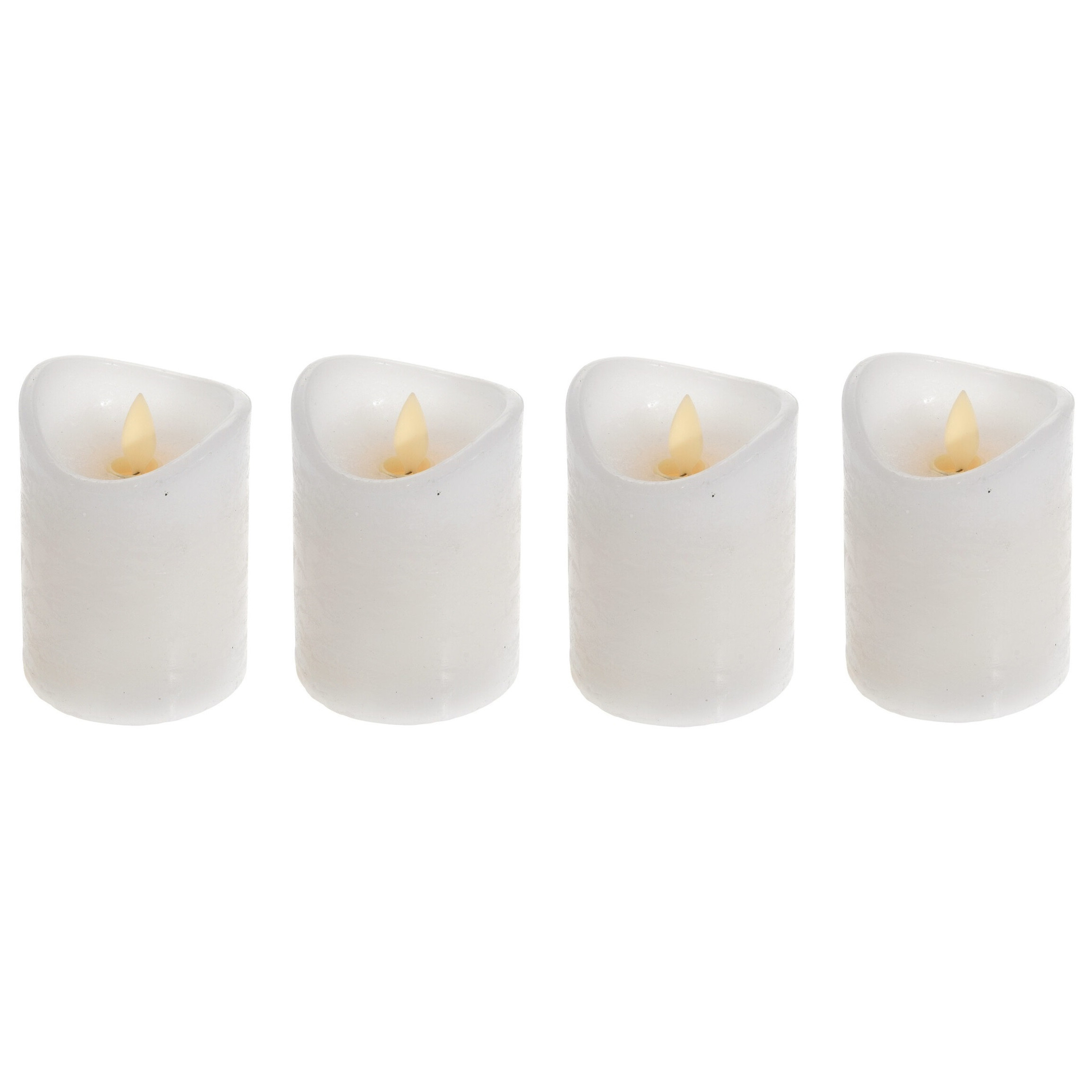 Set van 4x stuks led kaarsen-stompkaarsen wit met afstandsbediening