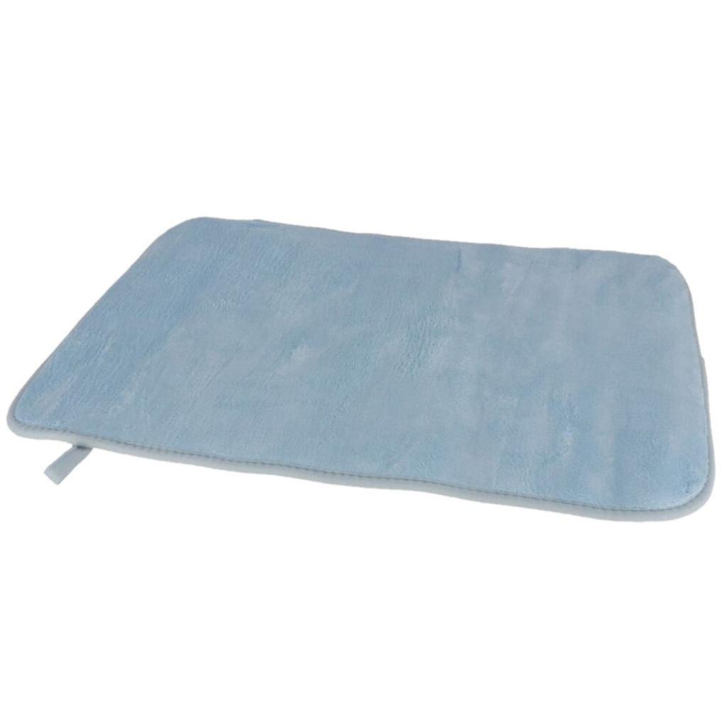 Sneldrogende badmat met anti slip blauw 40 x 60 cm rechthoekig