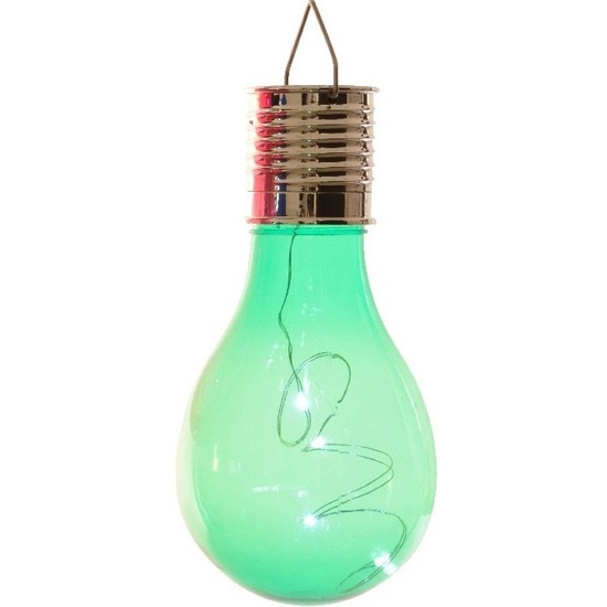 Solar hanglamp bol-peertje groen kunststof 14 cm LED