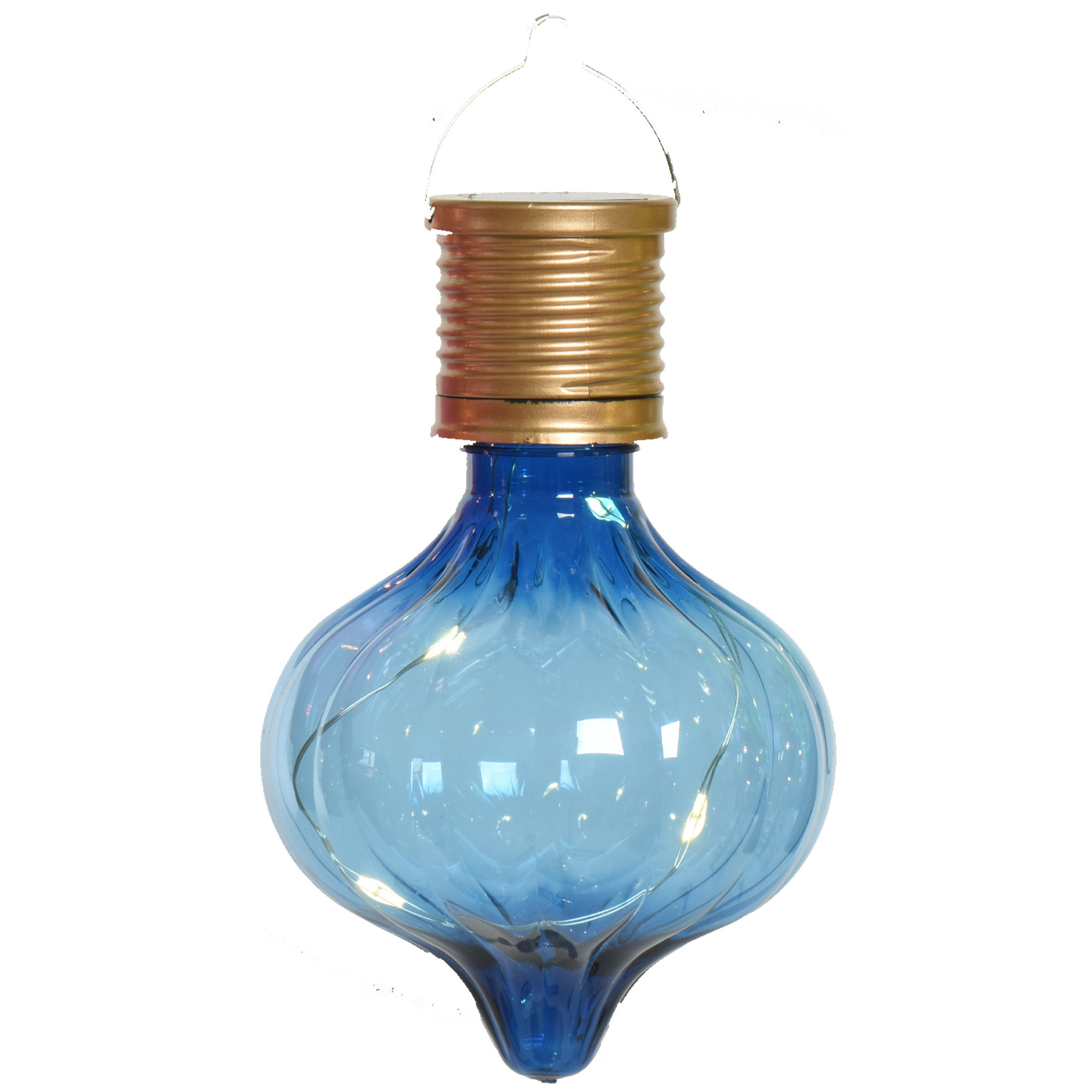 Solar hanglamp bol-peertje Marrakech kobalt blauw kunststof D8 x H12 cm