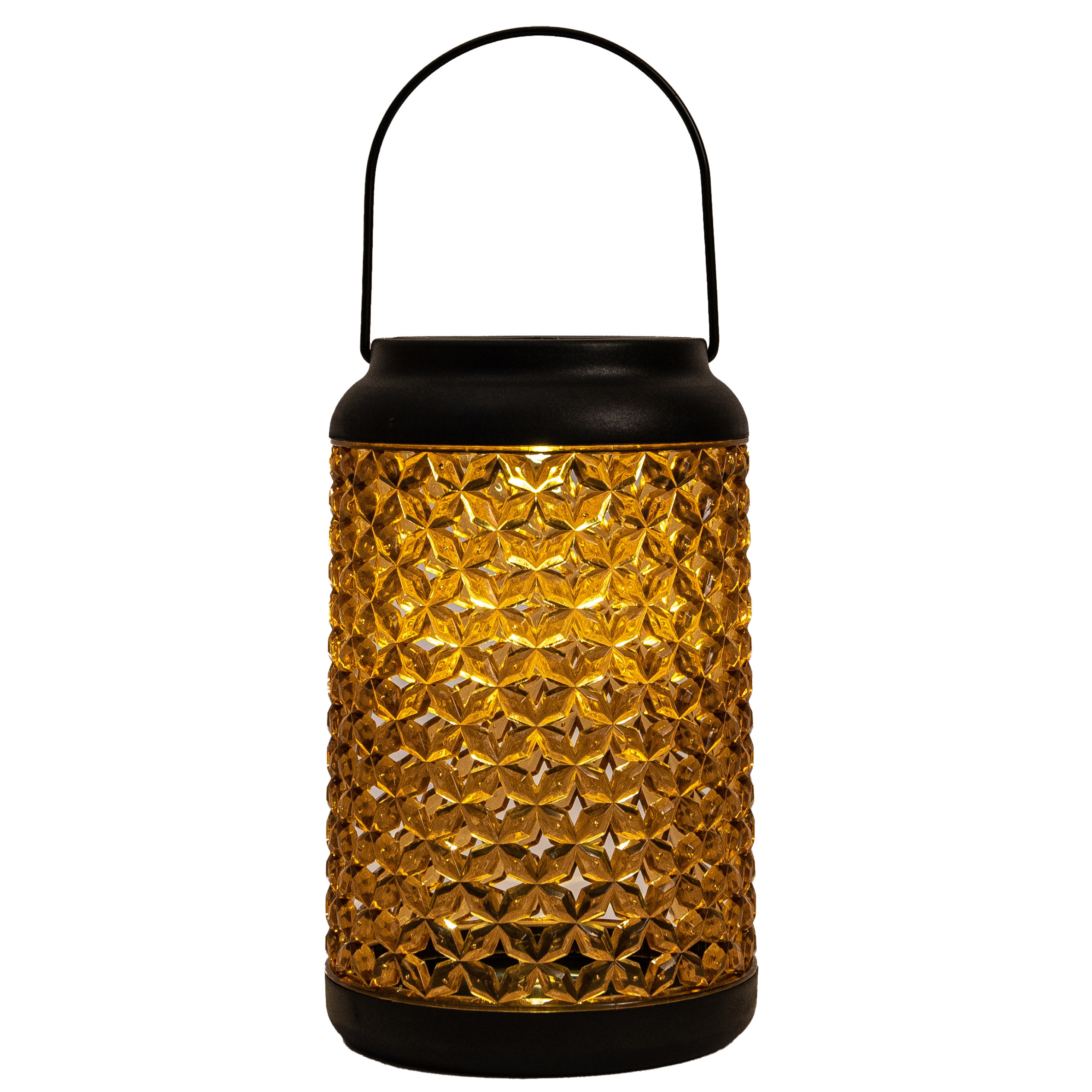 Solar lantaarn voor buiten D12,5 x H20 cm amber glas tafellamp