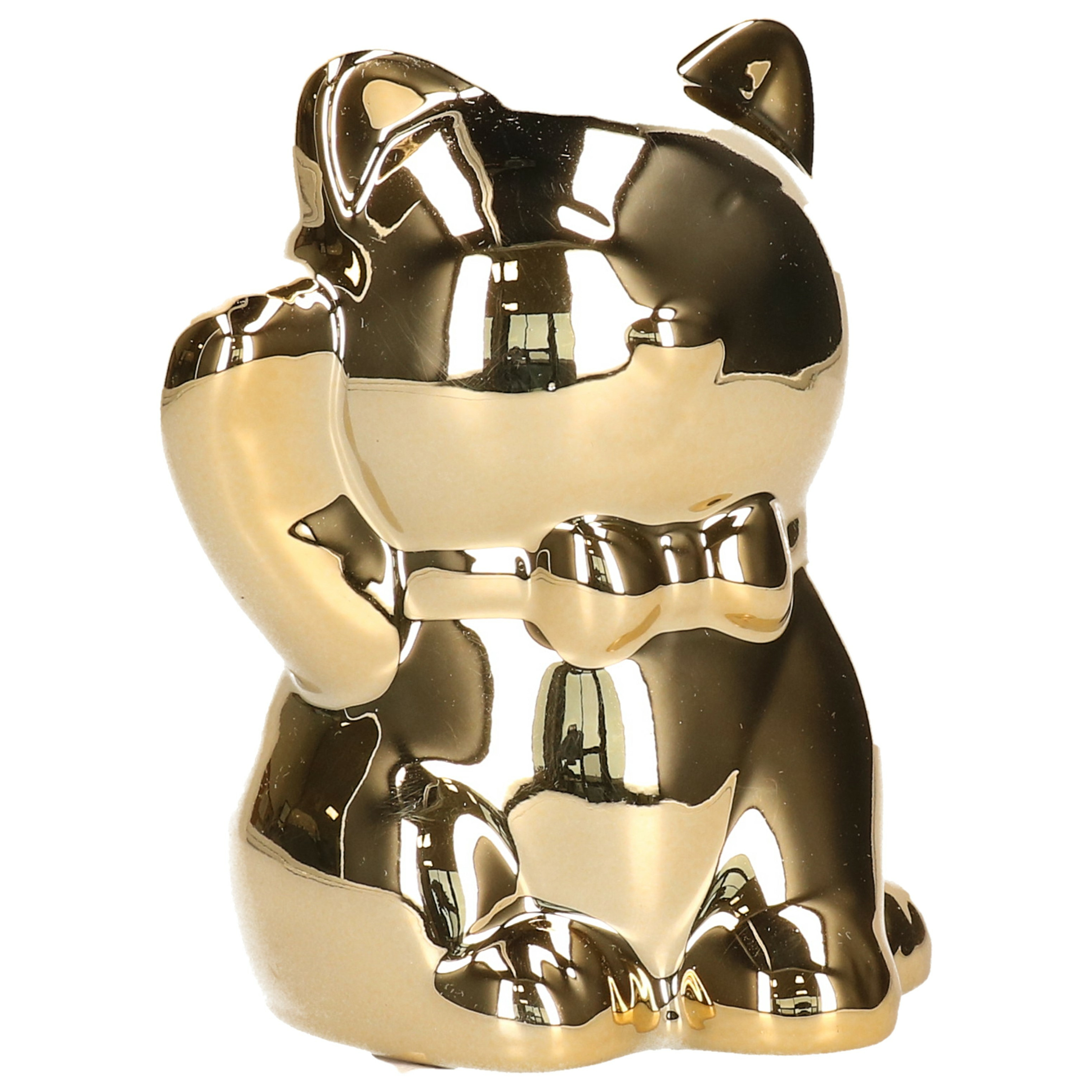 Spaarpot kat-poes in het glimmend goud 10.5 cm