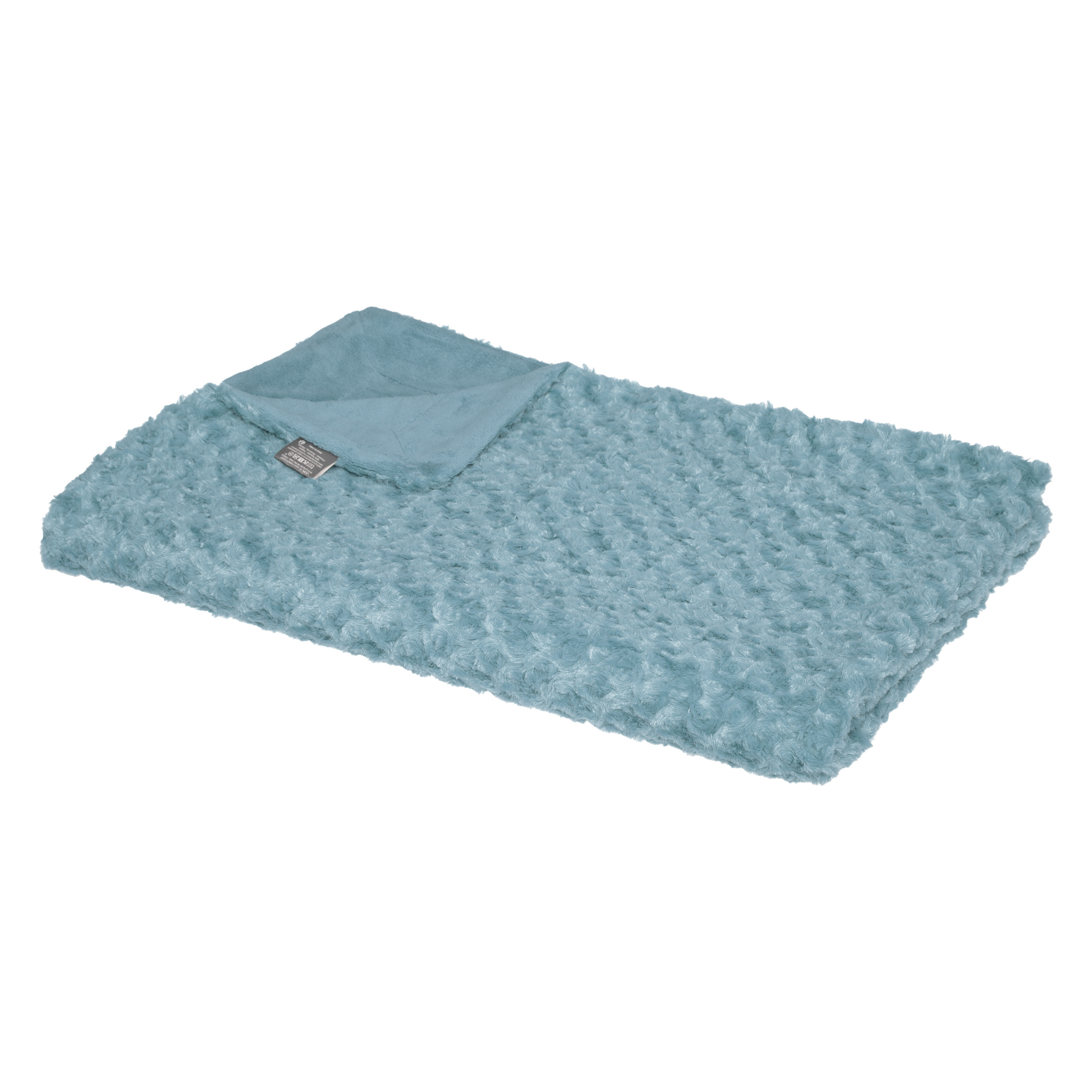 Sprei-deken-plaid aqua blauw polyester 120 x 160 cm geknoopt motief