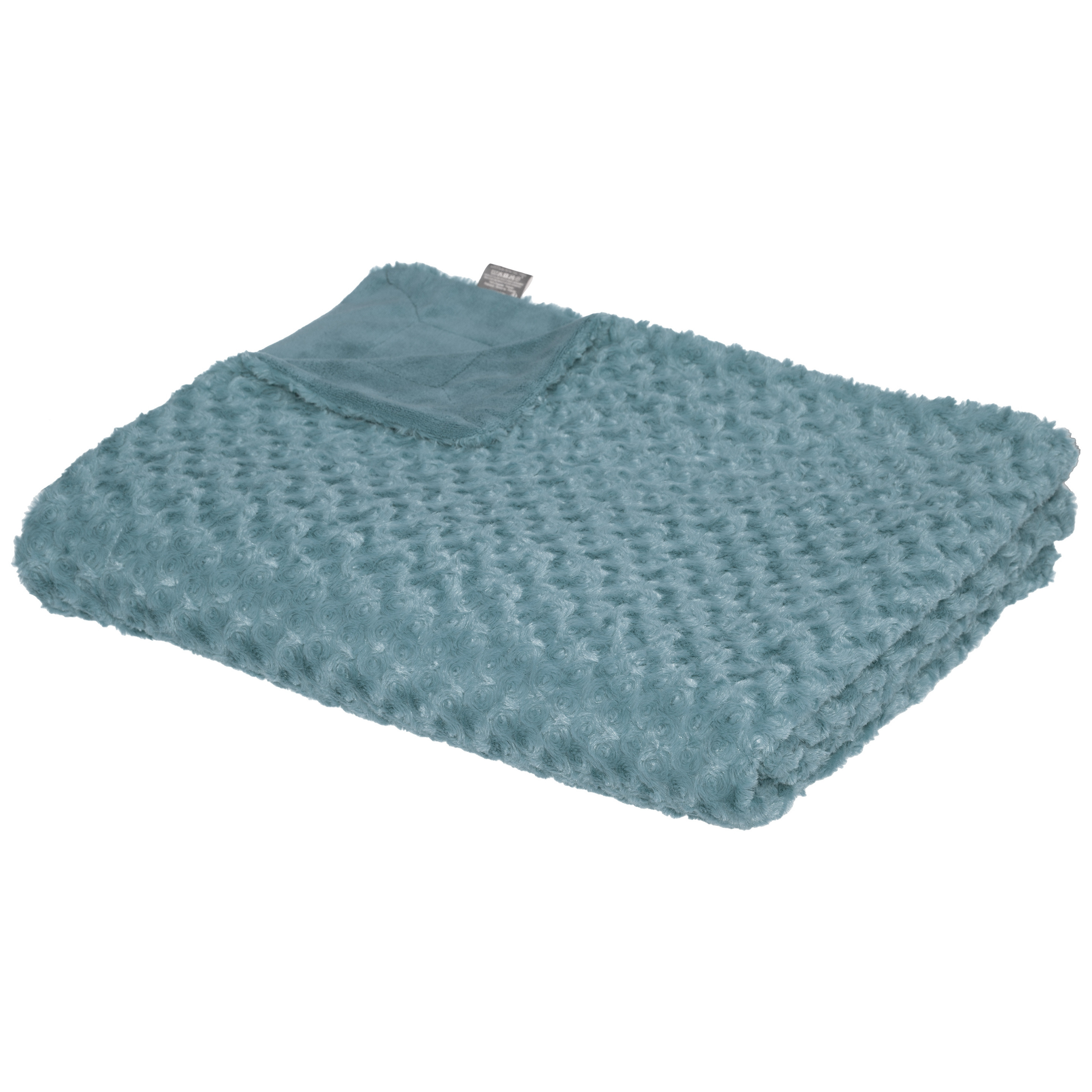 Sprei-deken-plaid aqua blauw polyester 230 x 180 cm geknoopt motief
