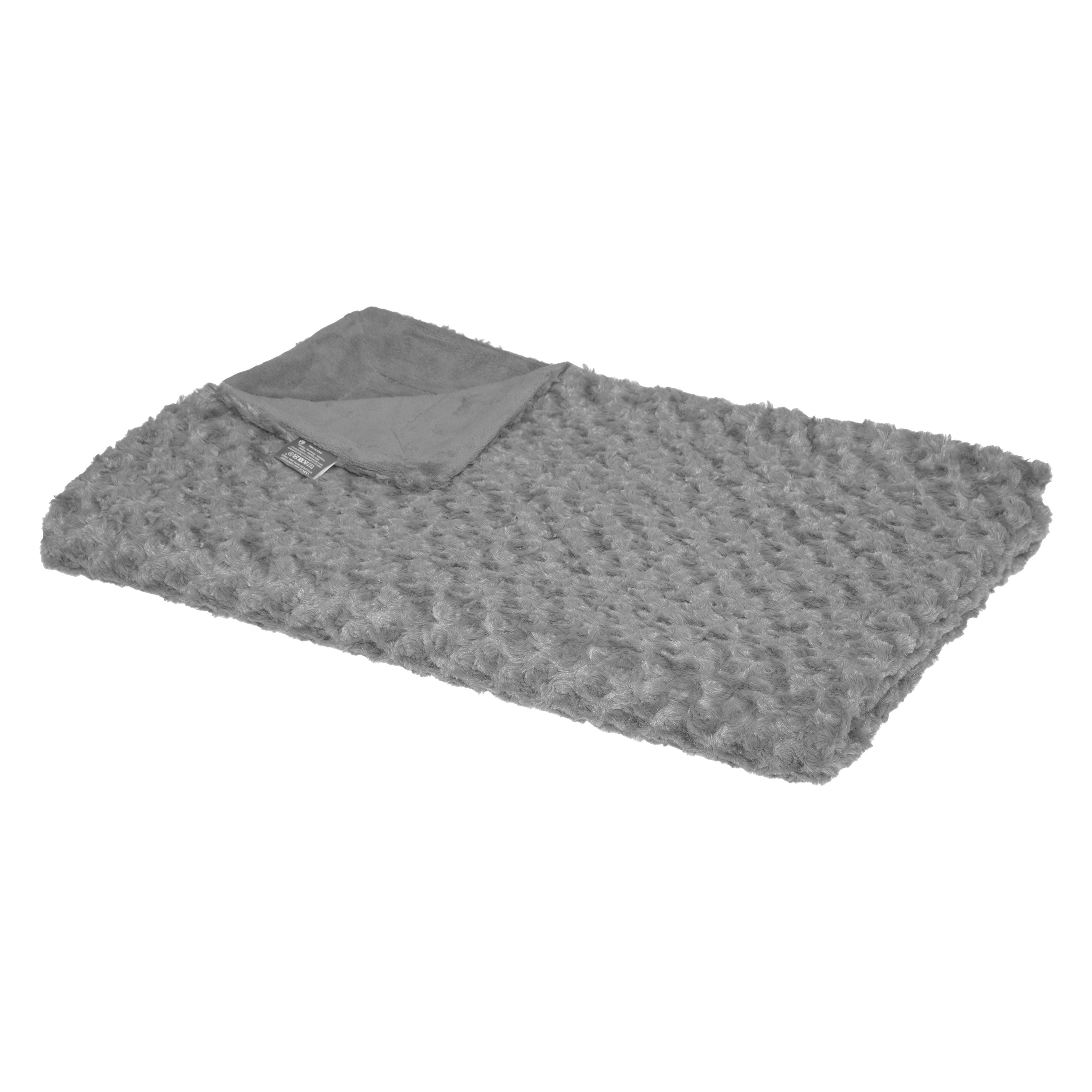 Sprei-deken-plaid donkergrijs polyester 120 x 160 cm geknoopt motief