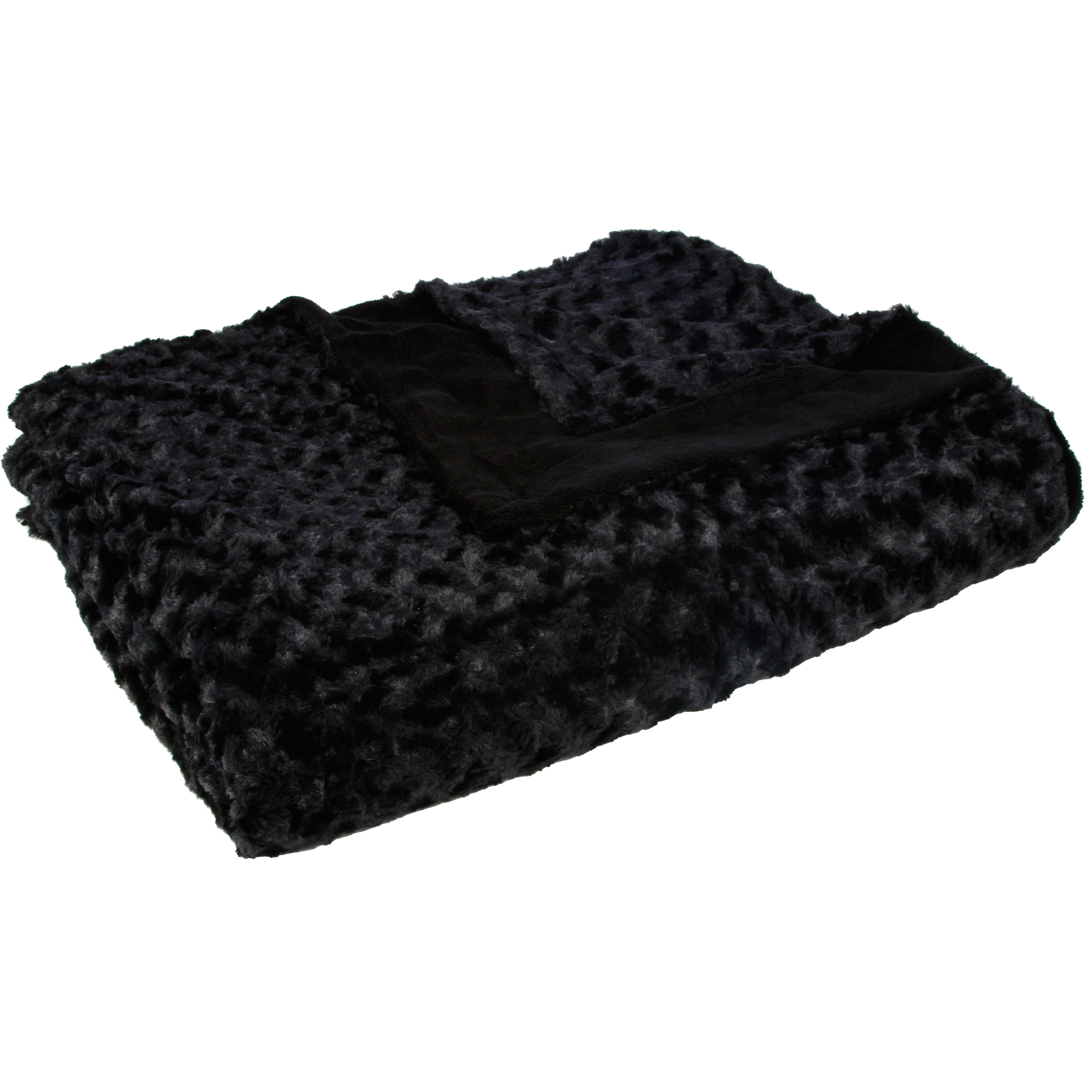 Sprei-deken-plaid zwart polyester 230 x 180 cm geknoopt motief