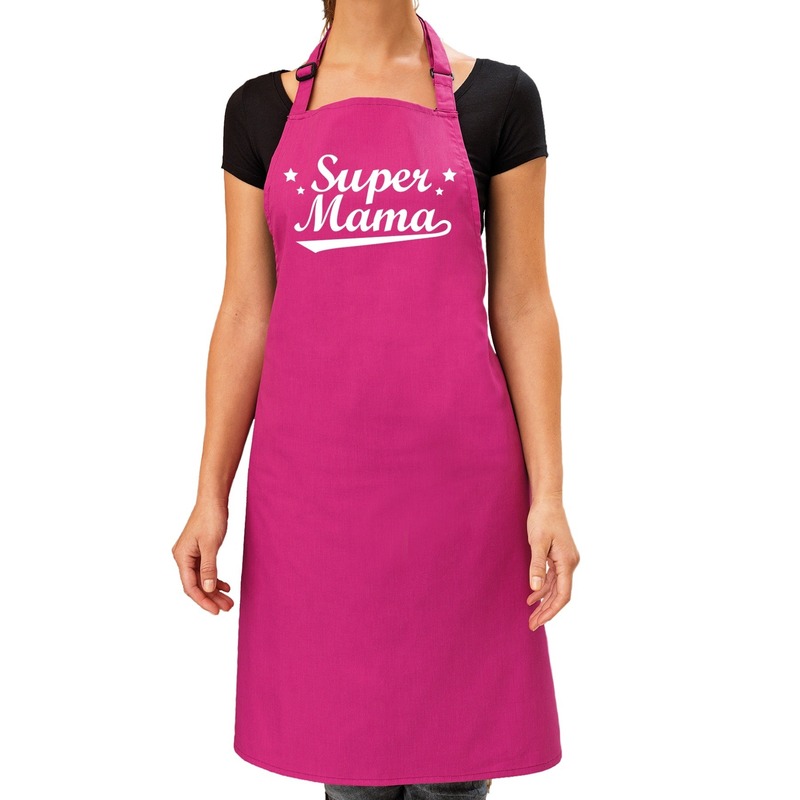 Super mama cadeau bbq-keuken schort roze dames