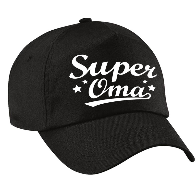 Super oma cadeau pet -cap zwart voor volwassenen