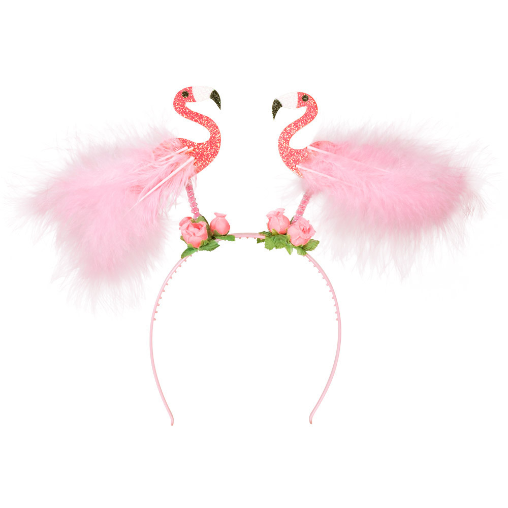 Toppers Carnaval verkleed Tiara-diadeem flamingo roze dames-meisjes Tropische Hawaii thema