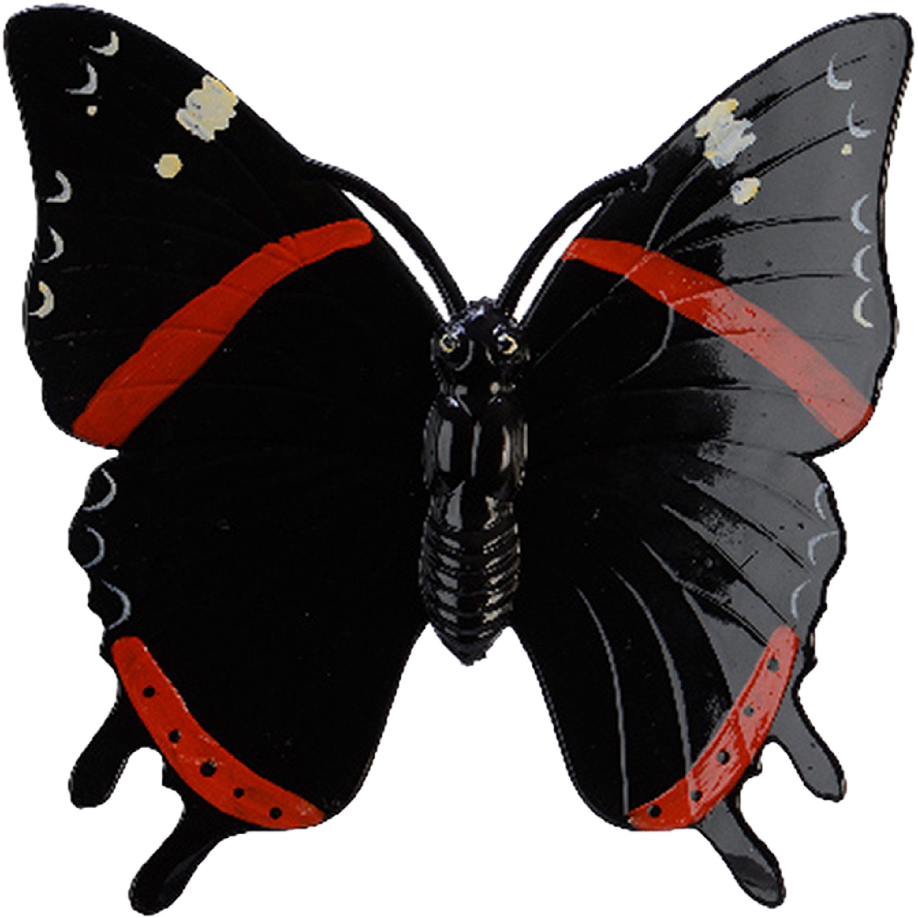 Tuin-schutting decoratie vlinder kunststof zwart 24 x 24 cm