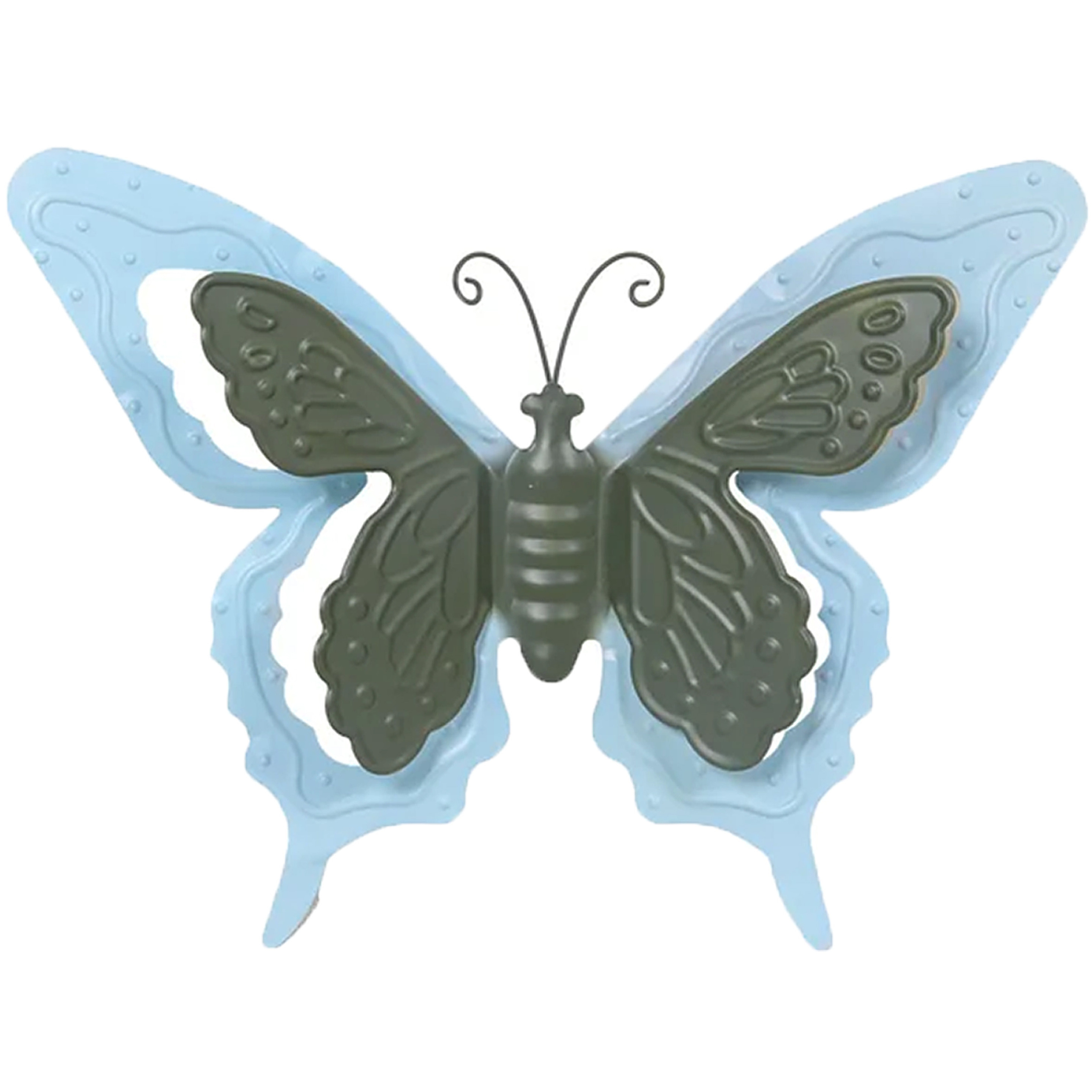 Tuin-schutting decoratie vlinder metaal blauw 46 x 34 cm extra groot