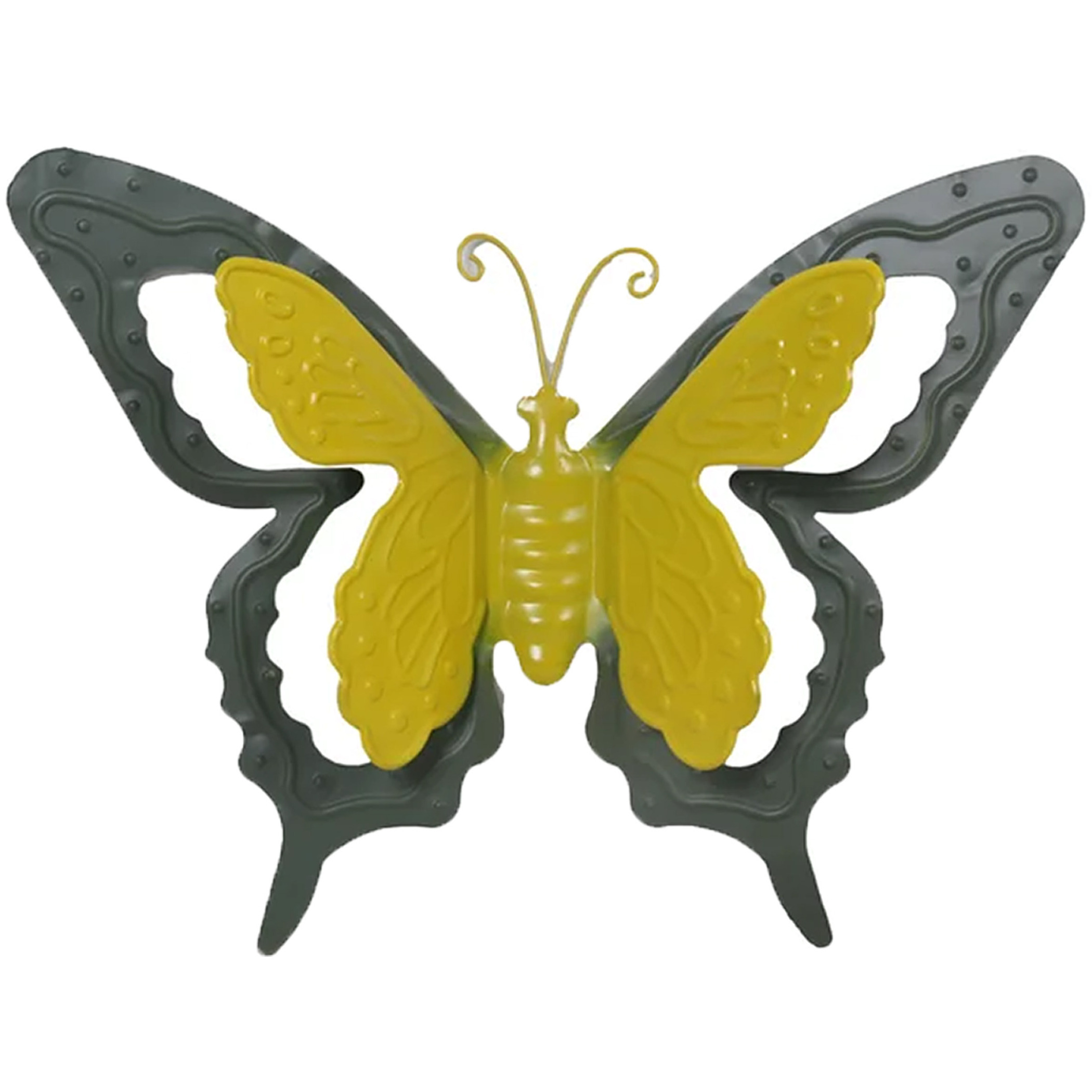 Tuin-schutting decoratie vlinder metaal groen 24 x 18 cm