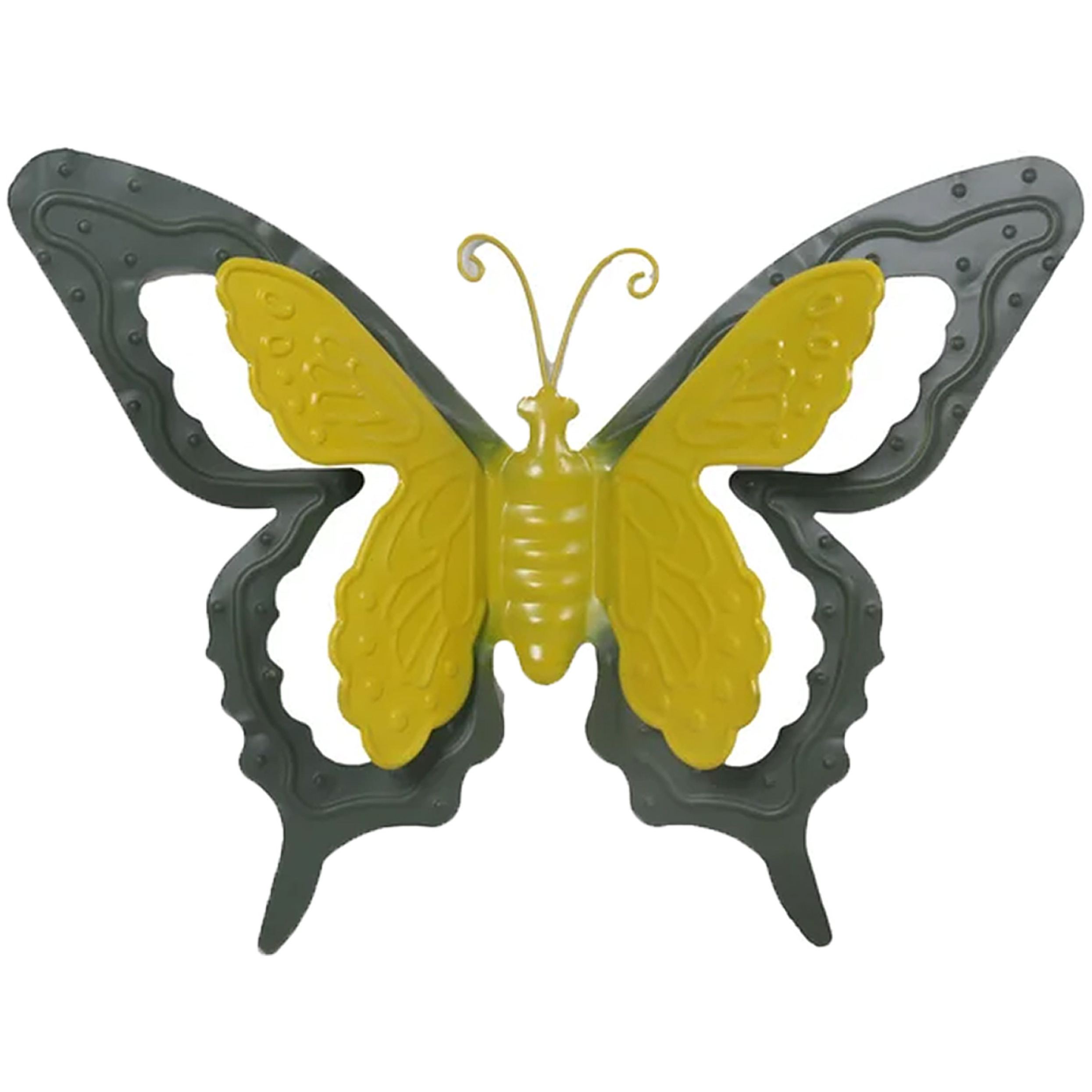 Tuin-schutting decoratie vlinder metaal groen 36 x 27 cm