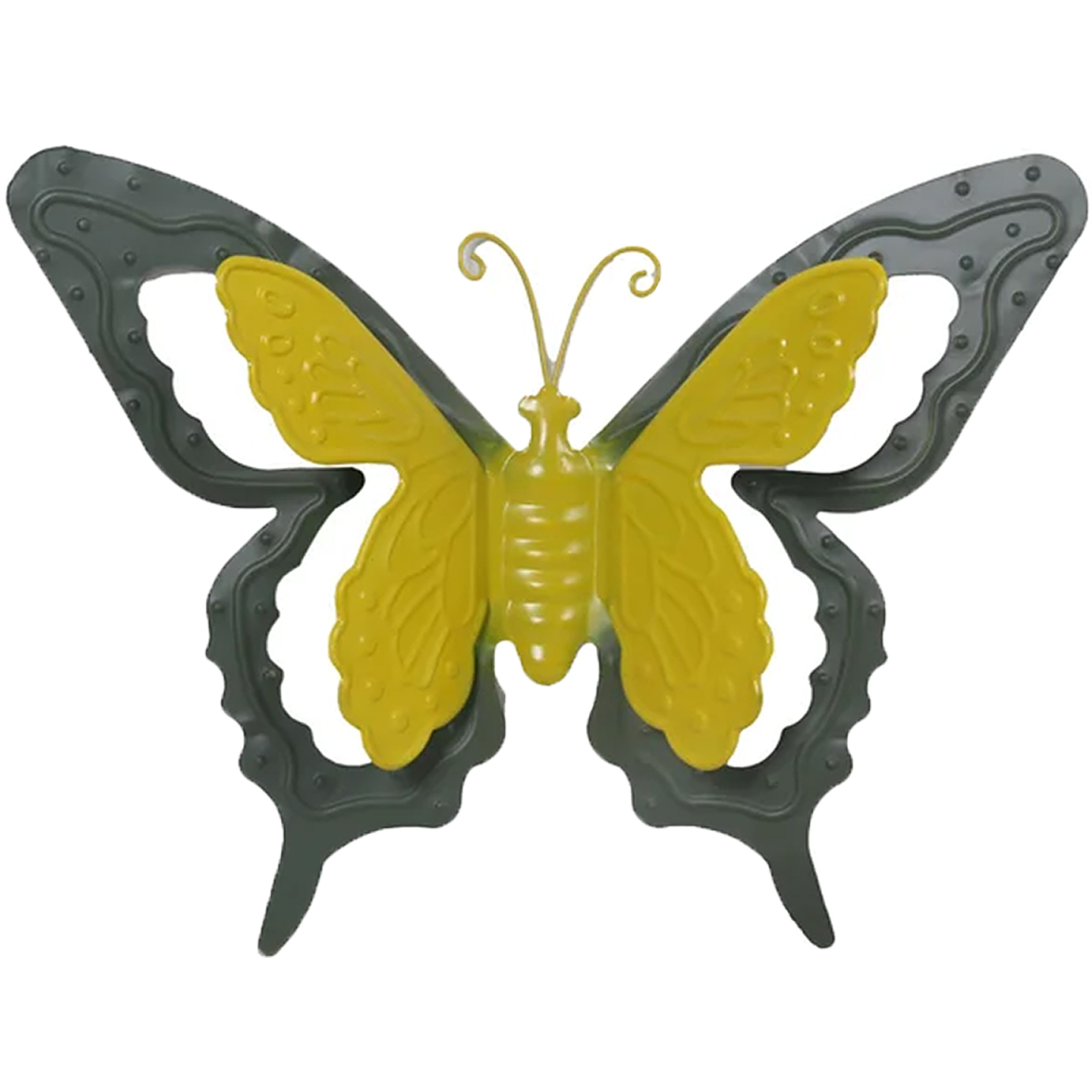 Tuin-schutting decoratie vlinder metaal groen 46 x 34 cm extra groot