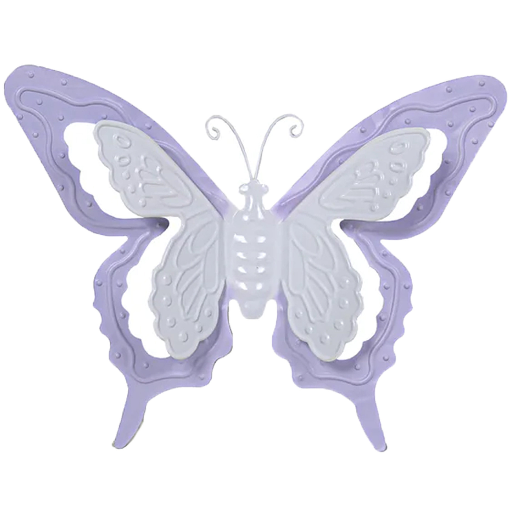 Tuin-schutting decoratie vlinder metaal lila paars 24 x 18 cm