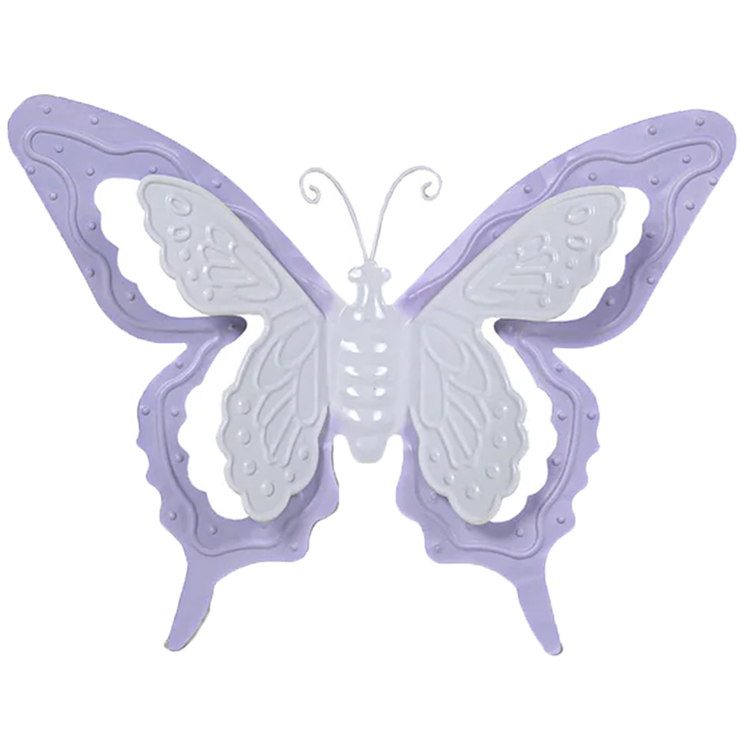 Tuin-schutting decoratie vlinder metaal lila paars 36 x 27 cm