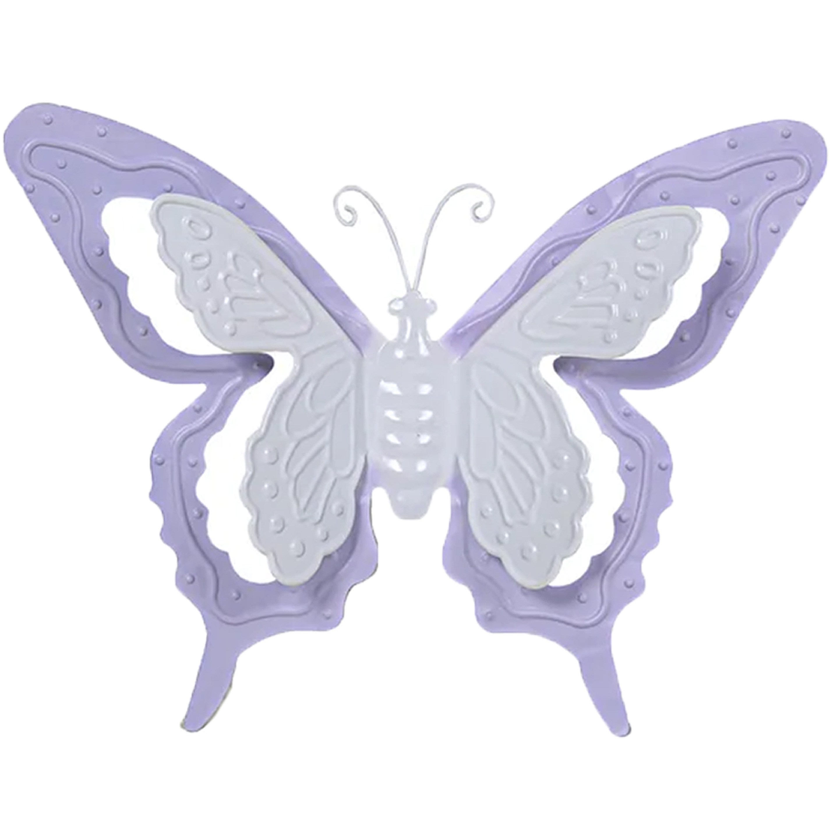 Tuin-schutting decoratie vlinder metaal lila paars 46 x 34 cm extra groot