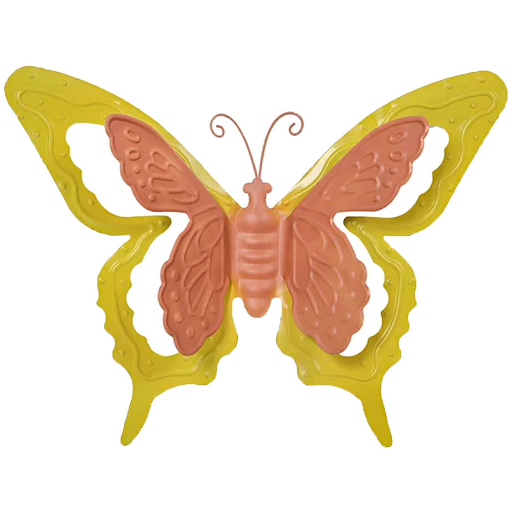 Tuin-schutting decoratie vlinder metaal oranje 17 x 13 cm