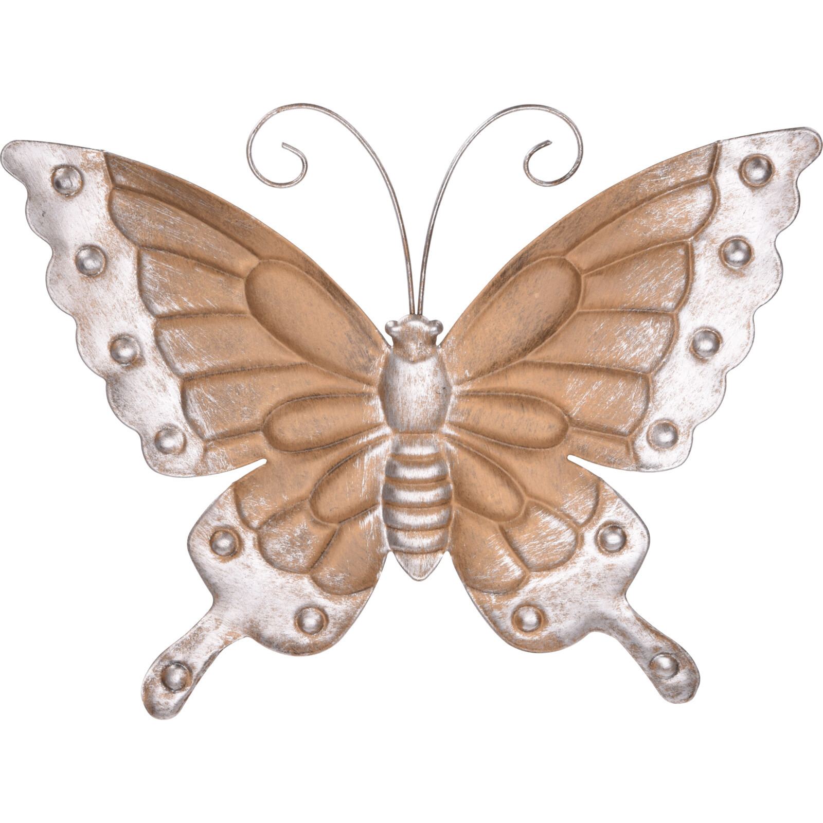 Tuin-wand decoratie vlinder lichtbruin metaal 29 x 24 cm