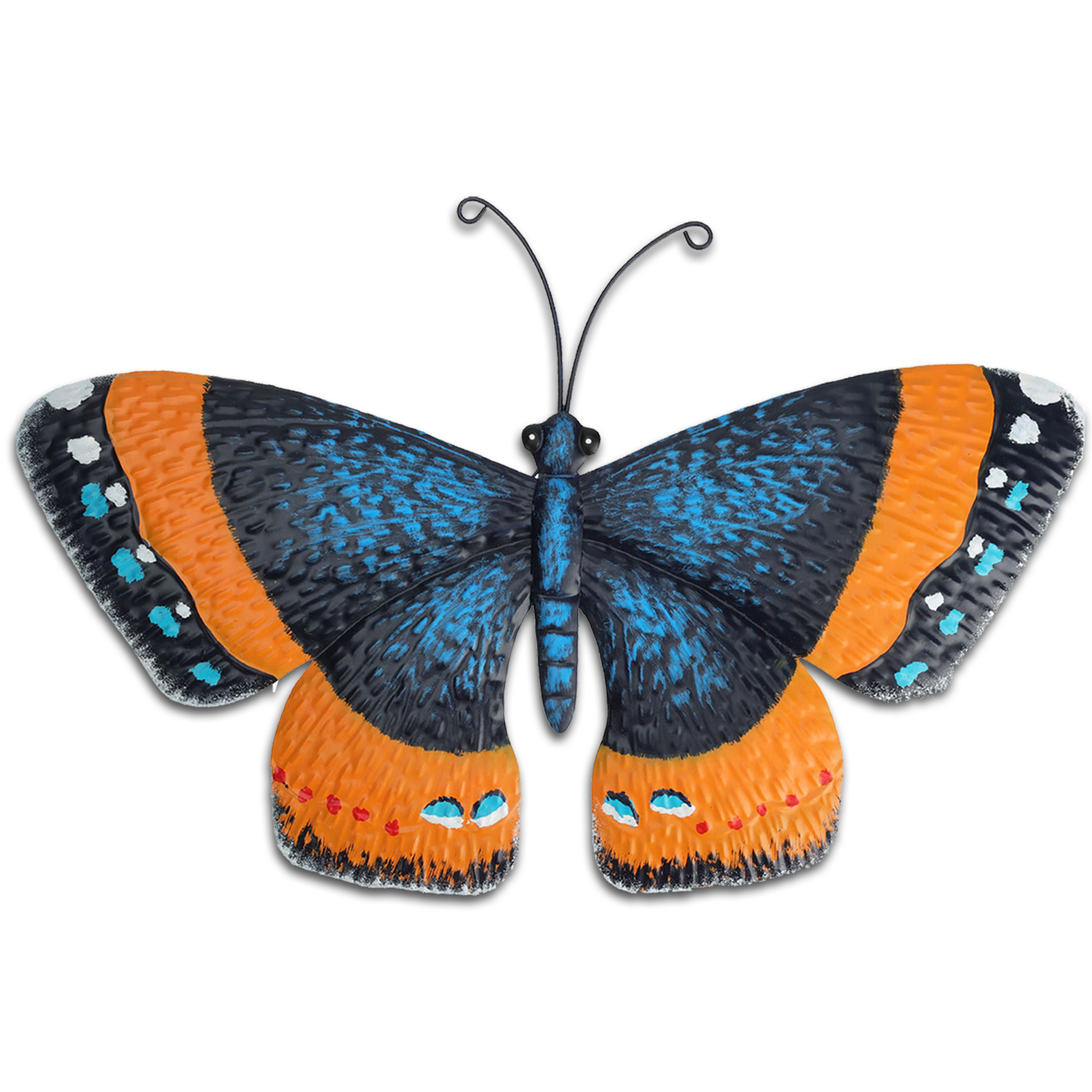 Tuin wanddecoratie vlinder metaal oranje 31 x 23 cm