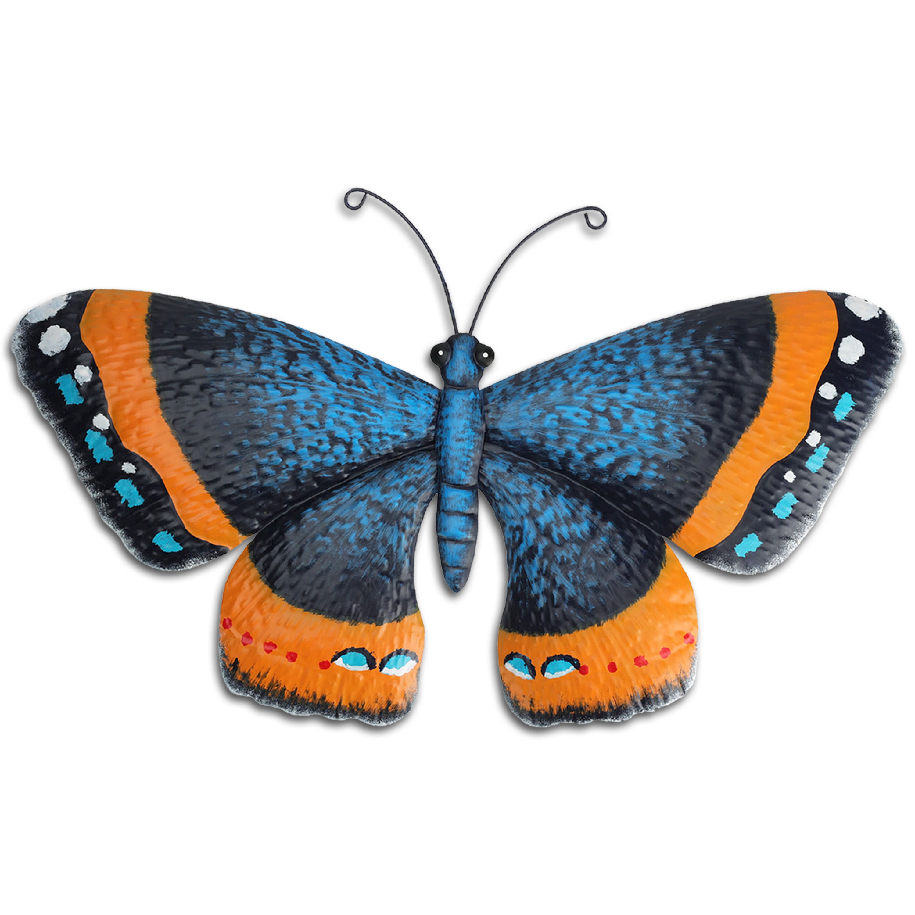 Tuin wanddecoratie vlinder metaal oranje 44 x 28 cm