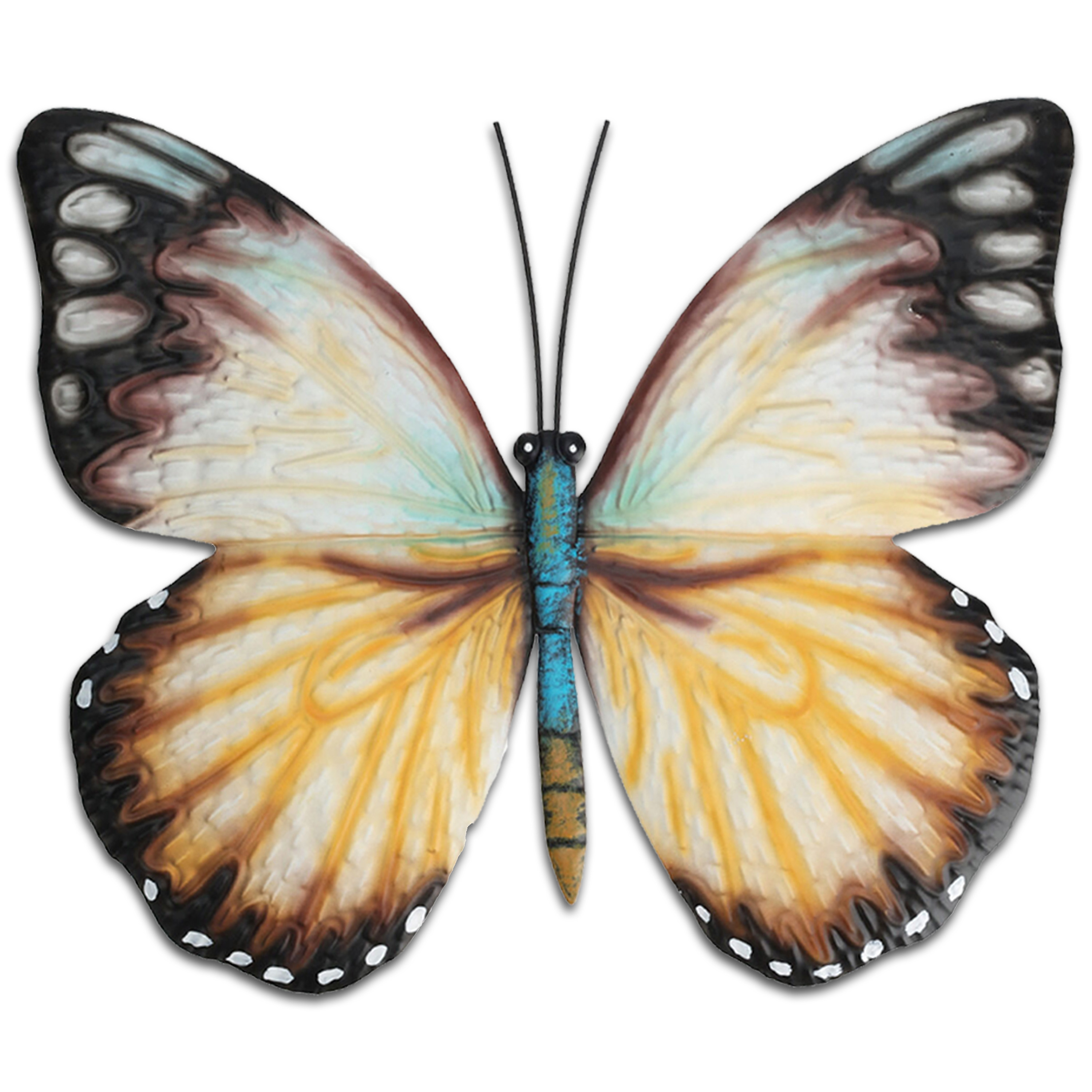 Tuin wanddecoratie vlinder metaal wit 31 x 23 cm